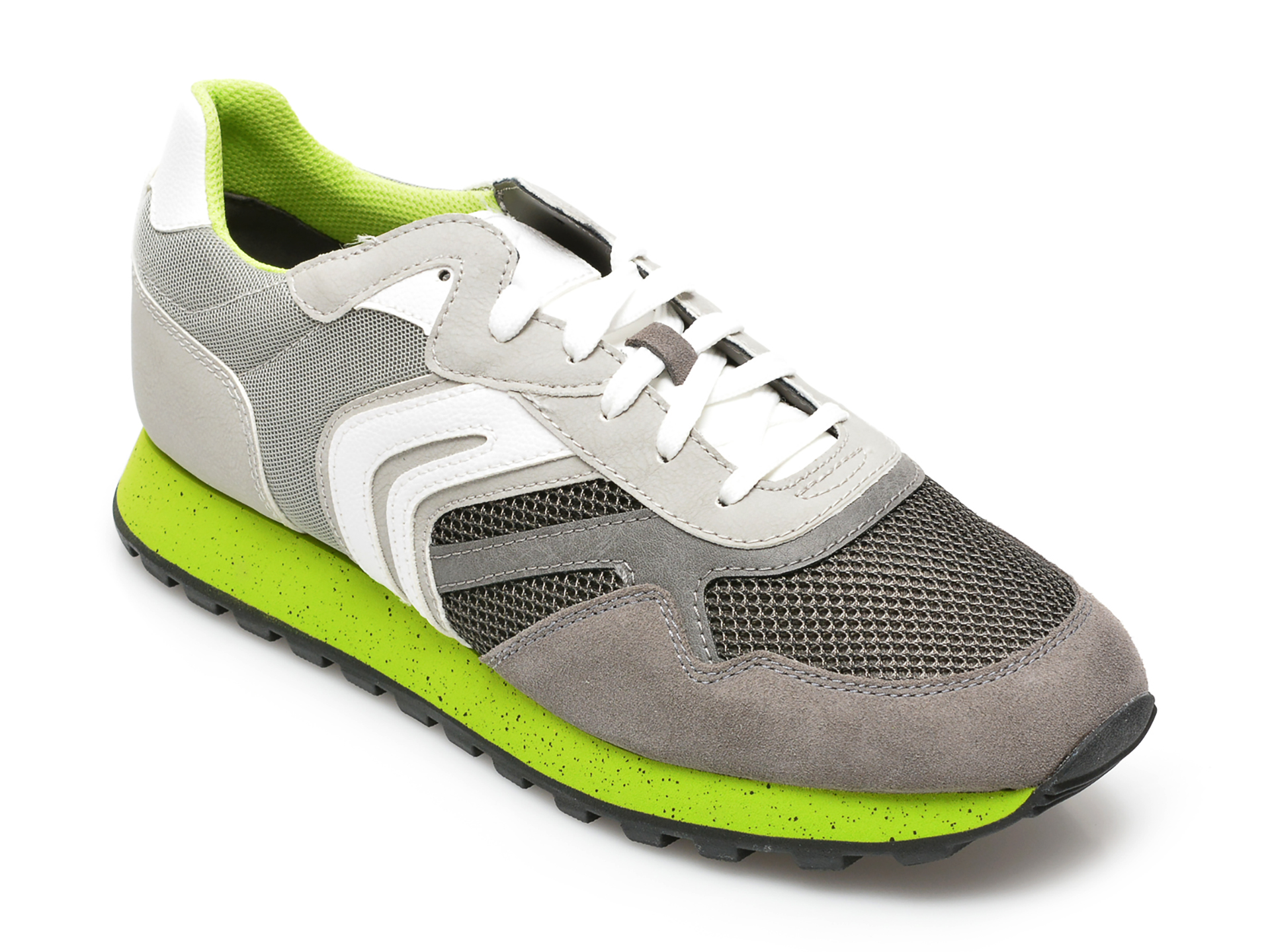 Pantofi sport GEOX gri, U16CPA, din material textil si piele ecologica Geox