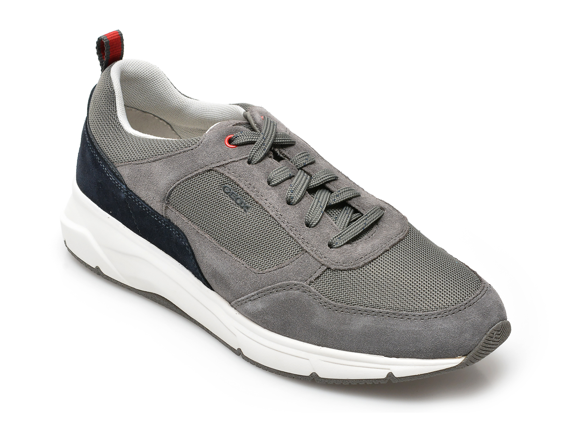 Pantofi sport GEOX gri, U25CZB, din material textil si piele intoarsa Geox