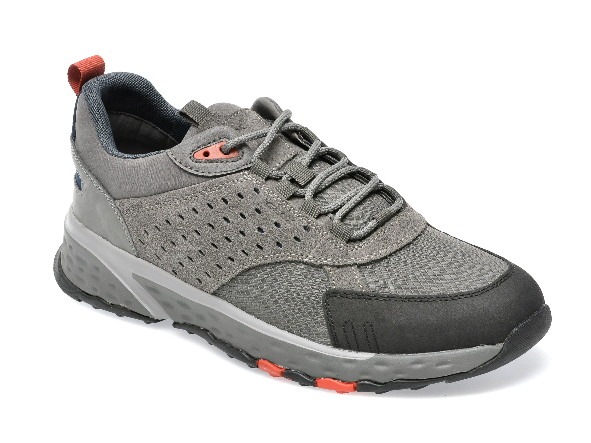 Pantofi sport GEOX gri, U25ECA, din material textil si piele naturala /barbati/pantofi imagine noua
