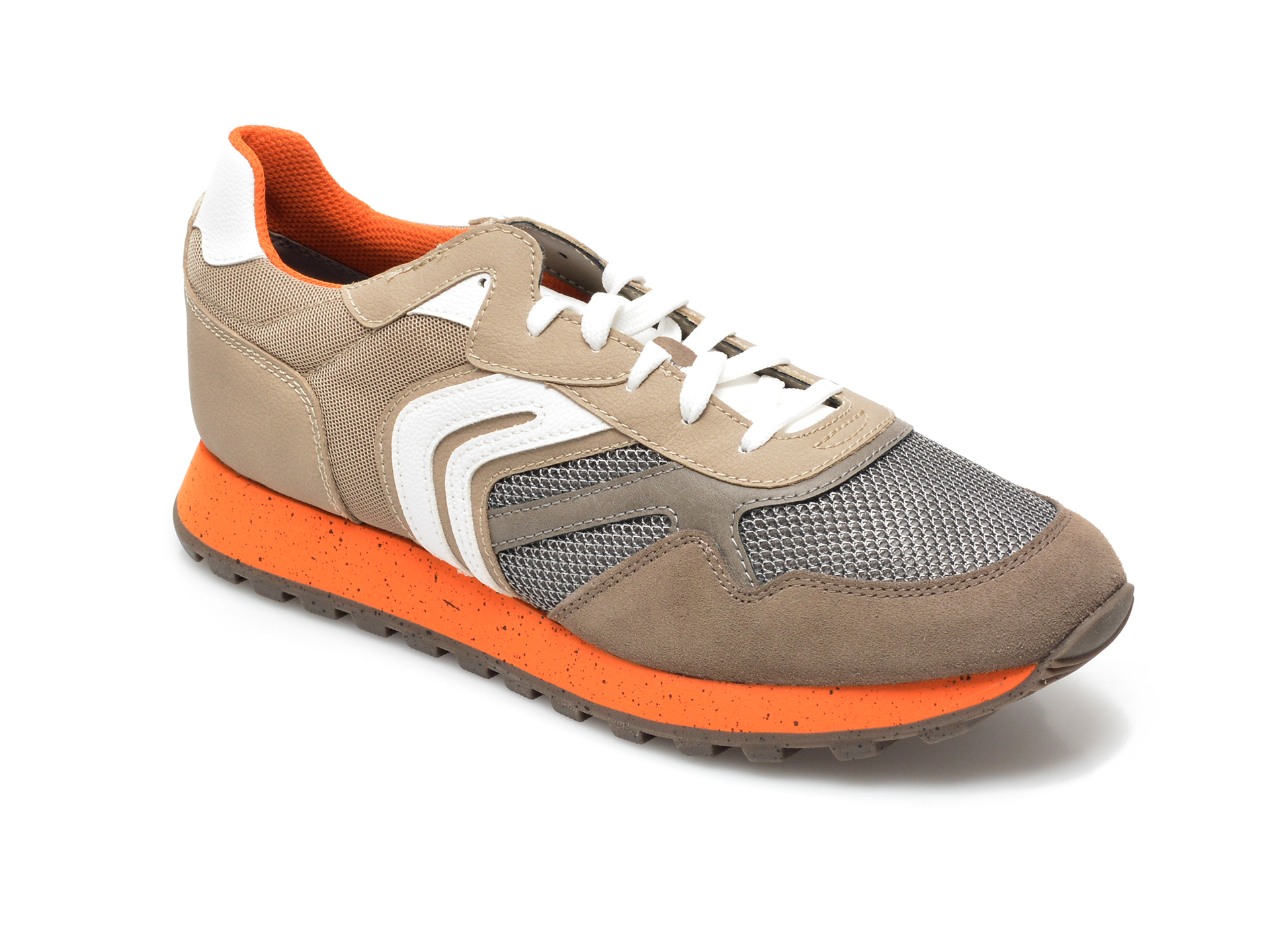 Pantofi sport GEOX maro, U16CPA, din material textil si piele naturala /barbati/pantofi