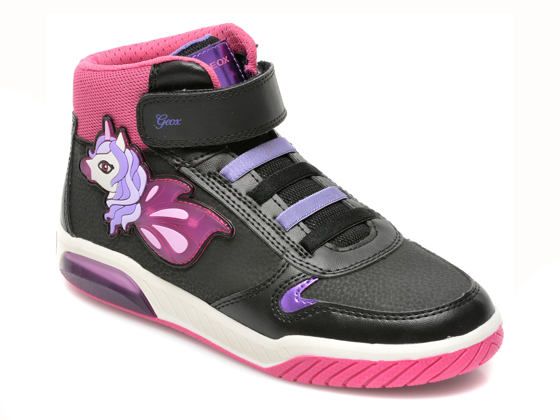 Pantofi sport GEOX negre, J16ASC, din piele ecologica imagine reduceri black friday 2021 Geox