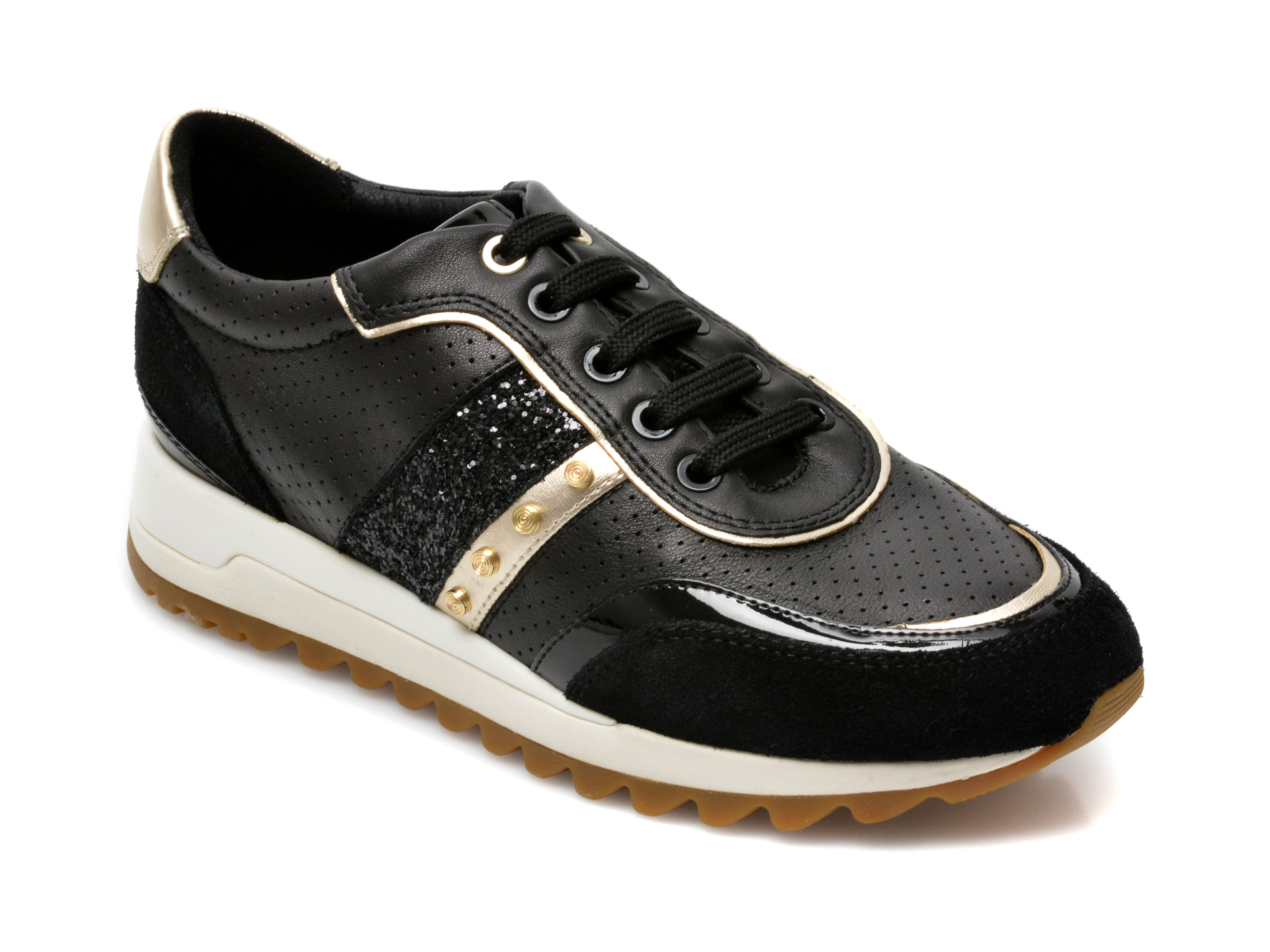 Pantofi sport GEOX negri, D04AQB, din piele ecologica