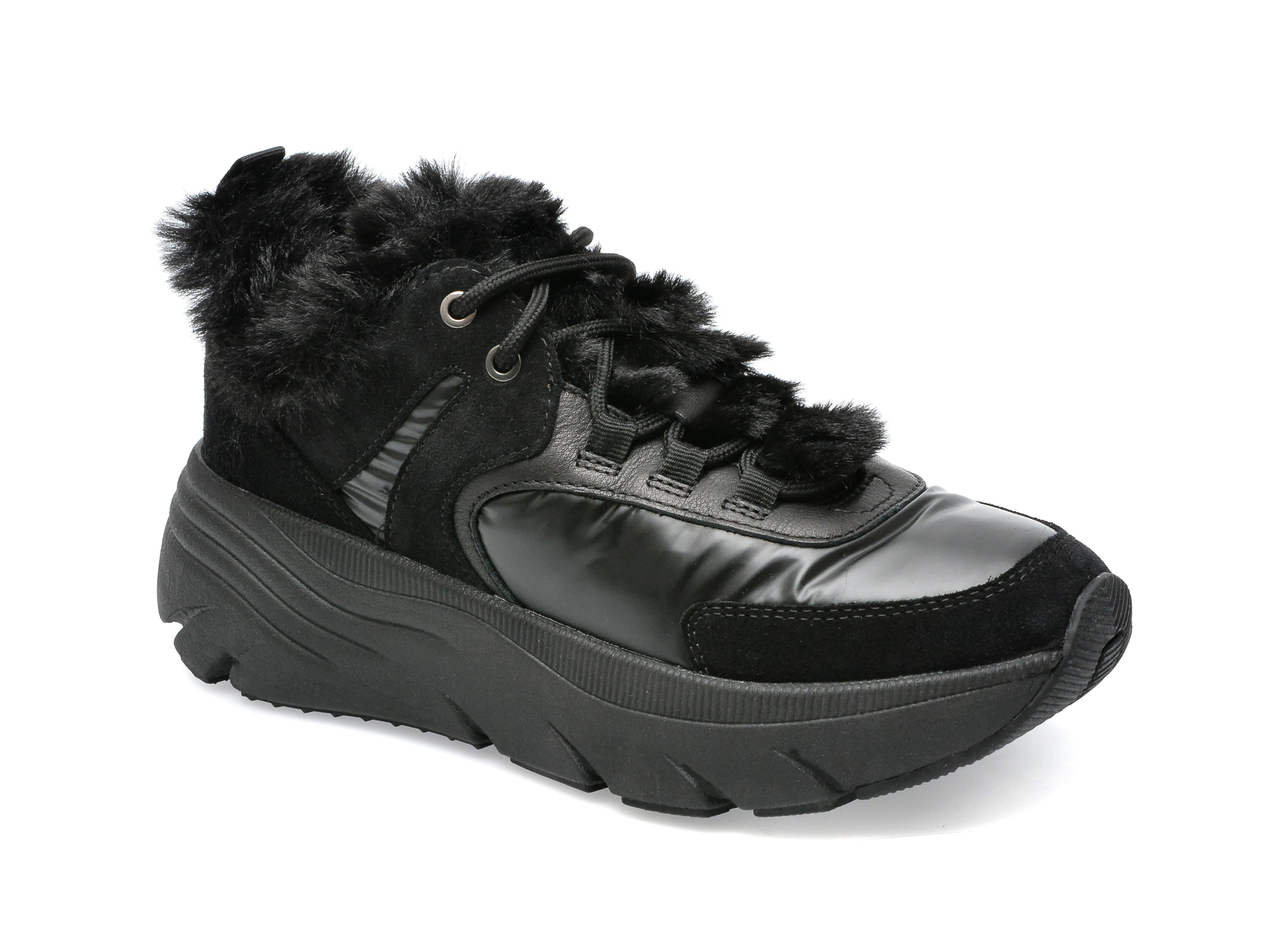 Pantofi sport GEOX negri, D26UFB, din material textil si piele naturala femei 2023-03-21