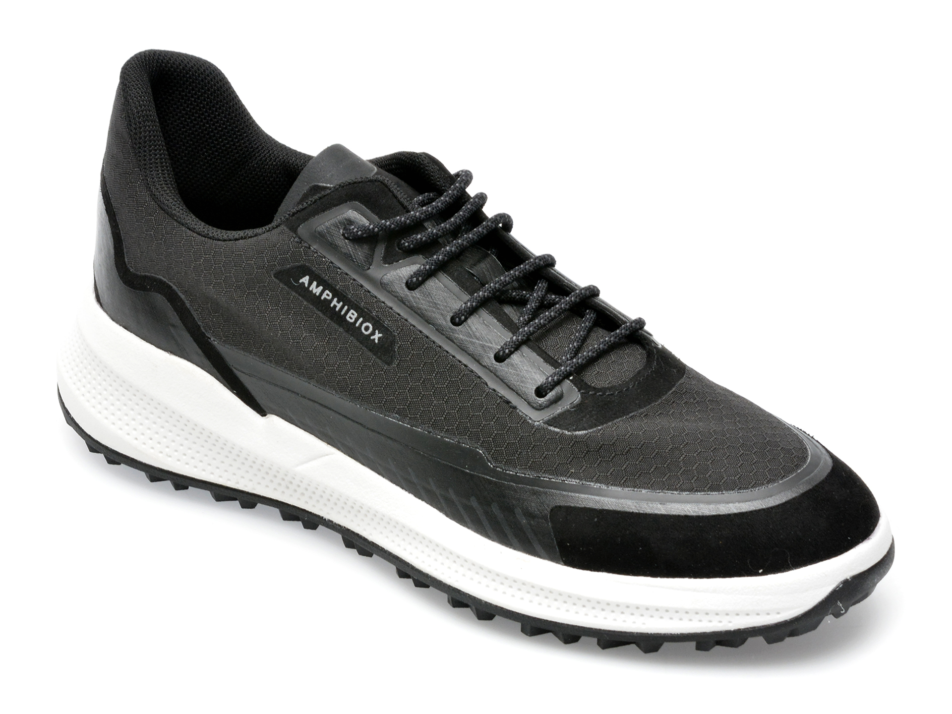 Pantofi sport GEOX negri, D26UNB, din material textil si piele ecologica