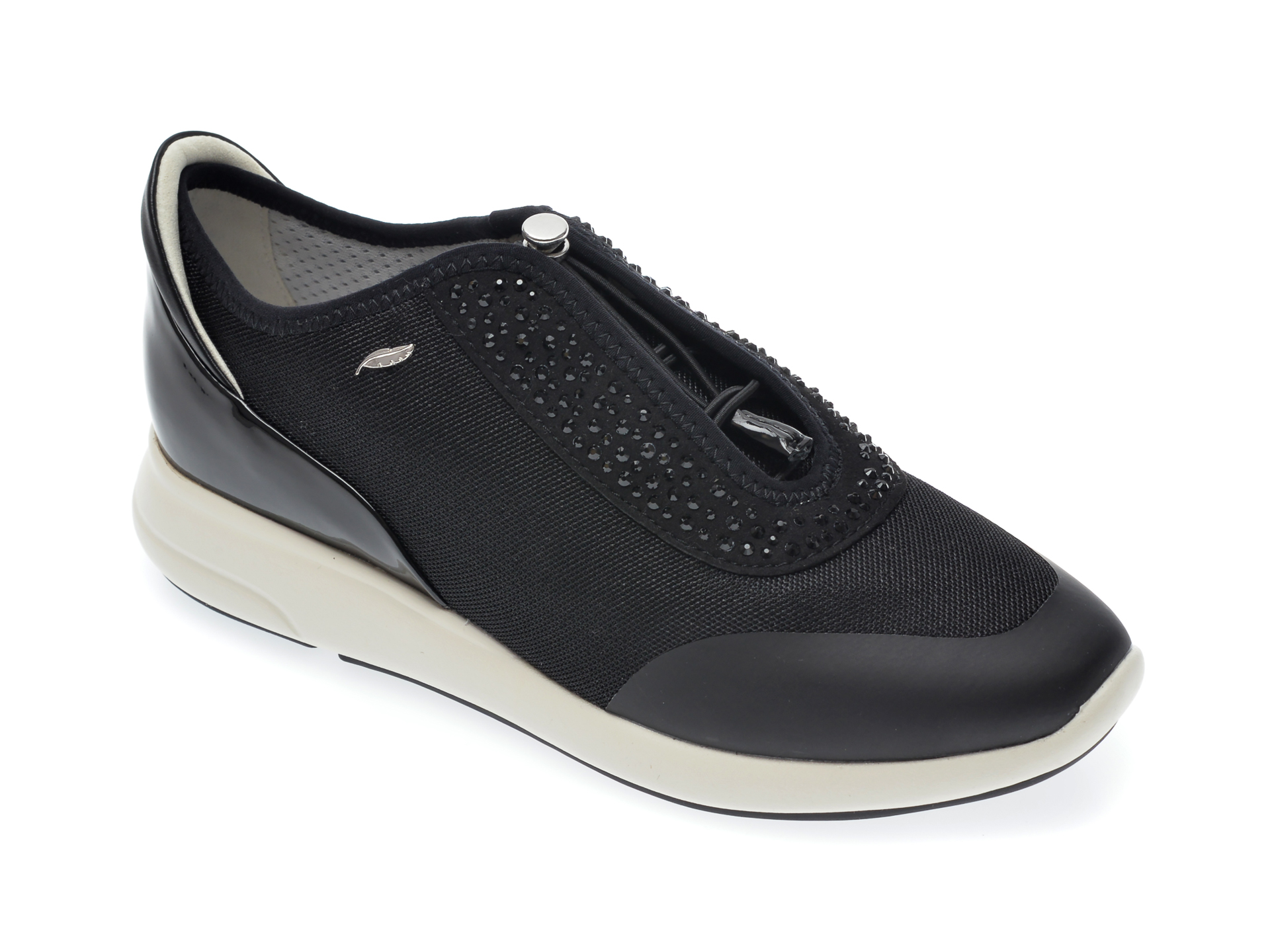 Pantofi sport GEOX negri, D621CE, din material textil si piele ecologica imagine Black Friday 2021