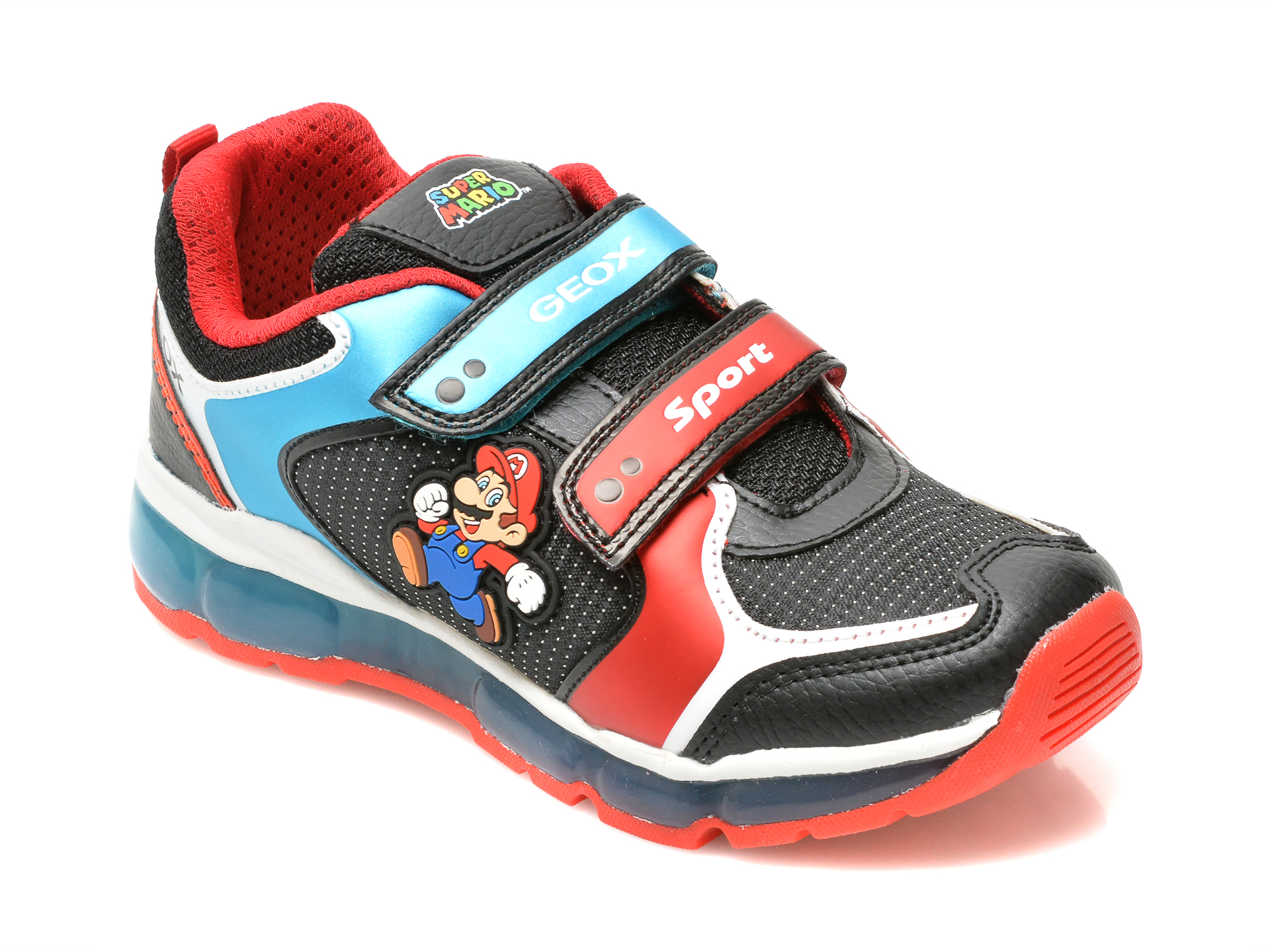 Pantofi sport GEOX negri, J1644A, din material textil si piele naturala /copii/incaltaminte