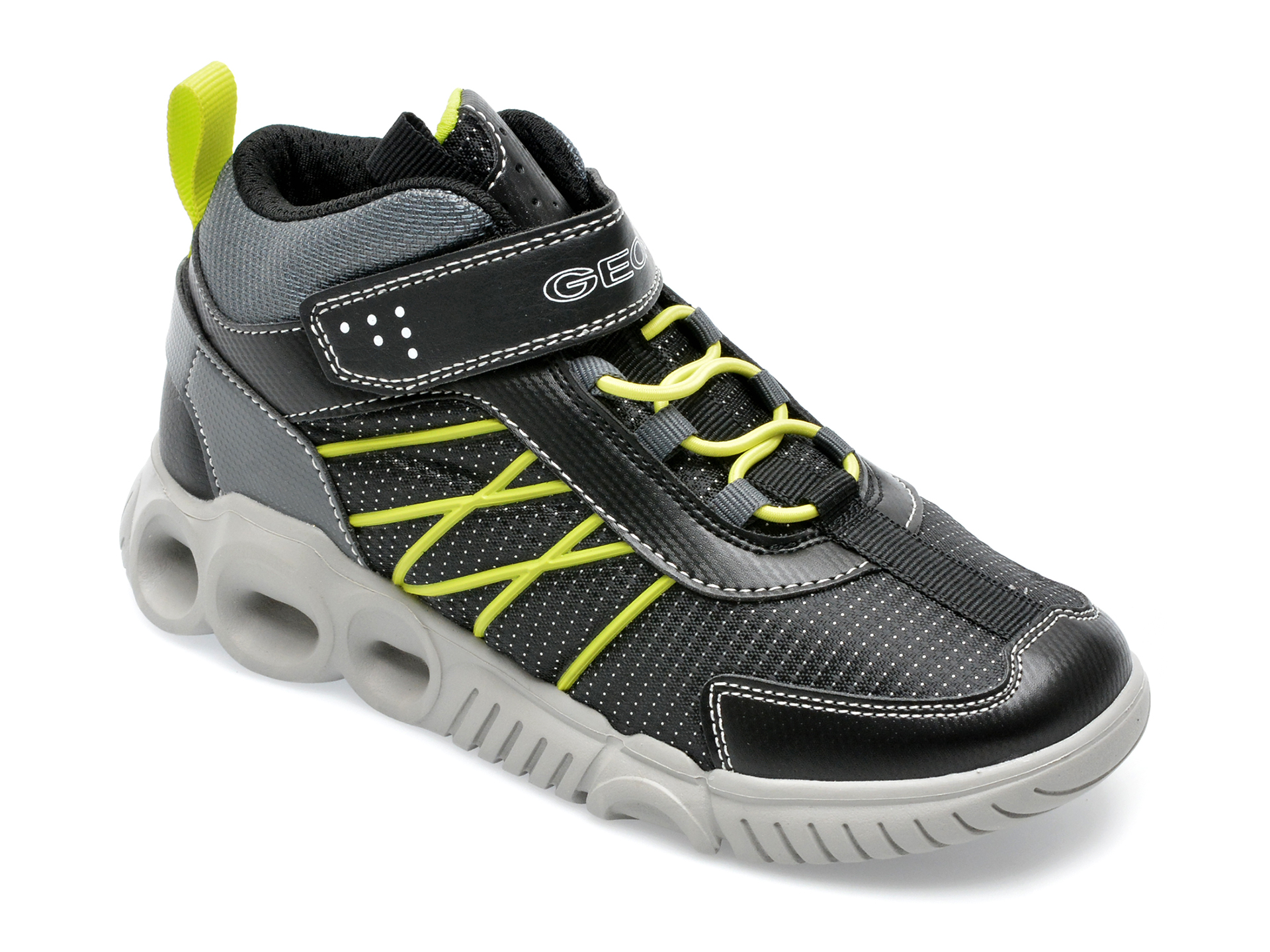 Pantofi sport GEOX negri, J26GAA, din material textil si piele ecologica