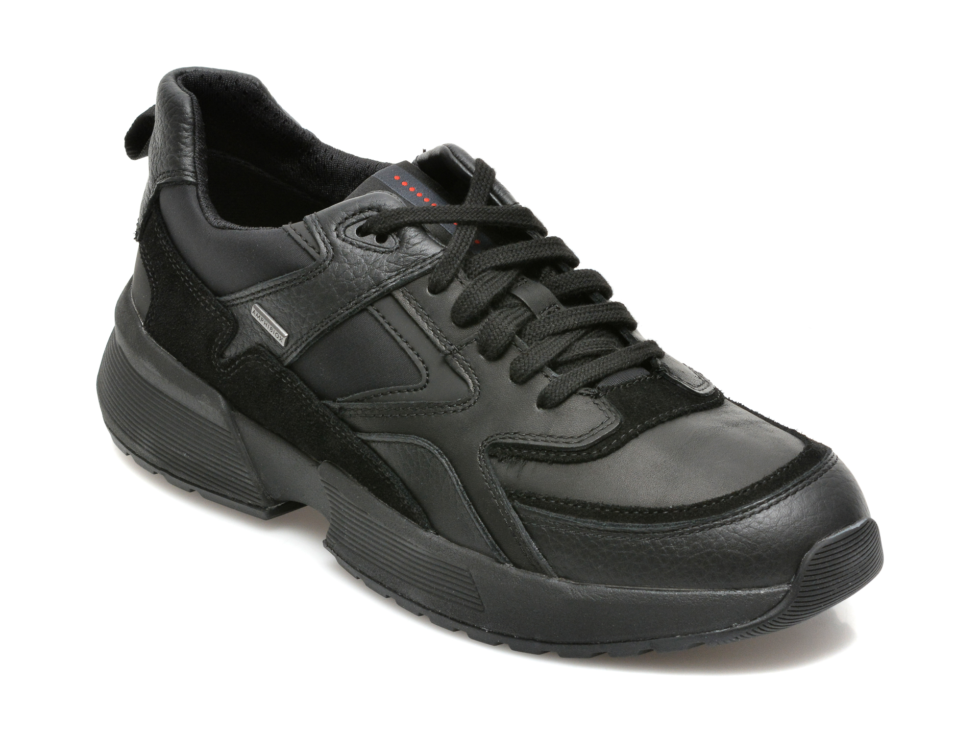 Pantofi sport GEOX negri, D04LYA, din material textil si piele naturala