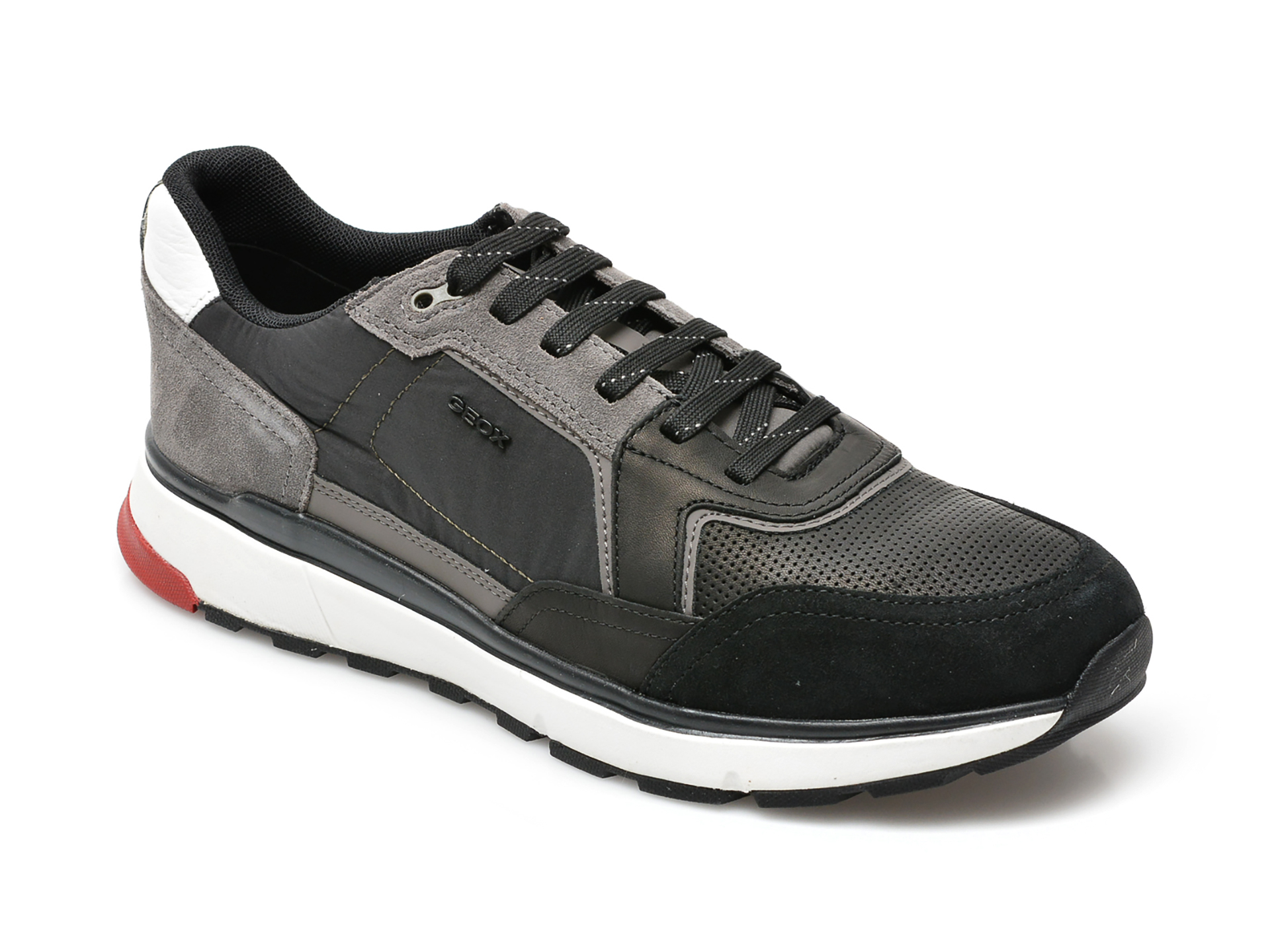 Pantofi sport GEOX negri, U16DQA, din material textil si piele intoarsa Geox Geox