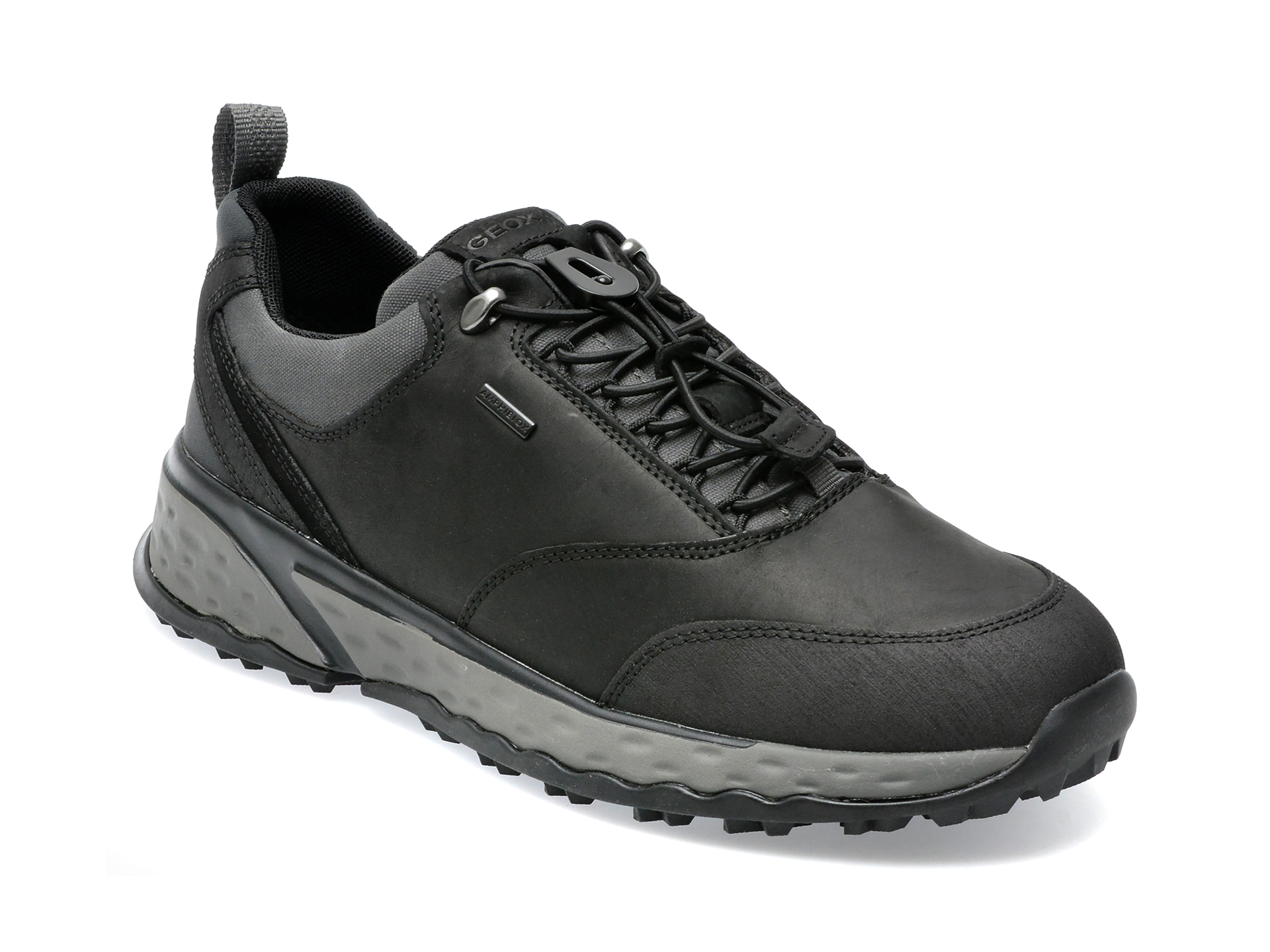 Pantofi sport GEOX negri, U26F0A, din piele naturala si material textil