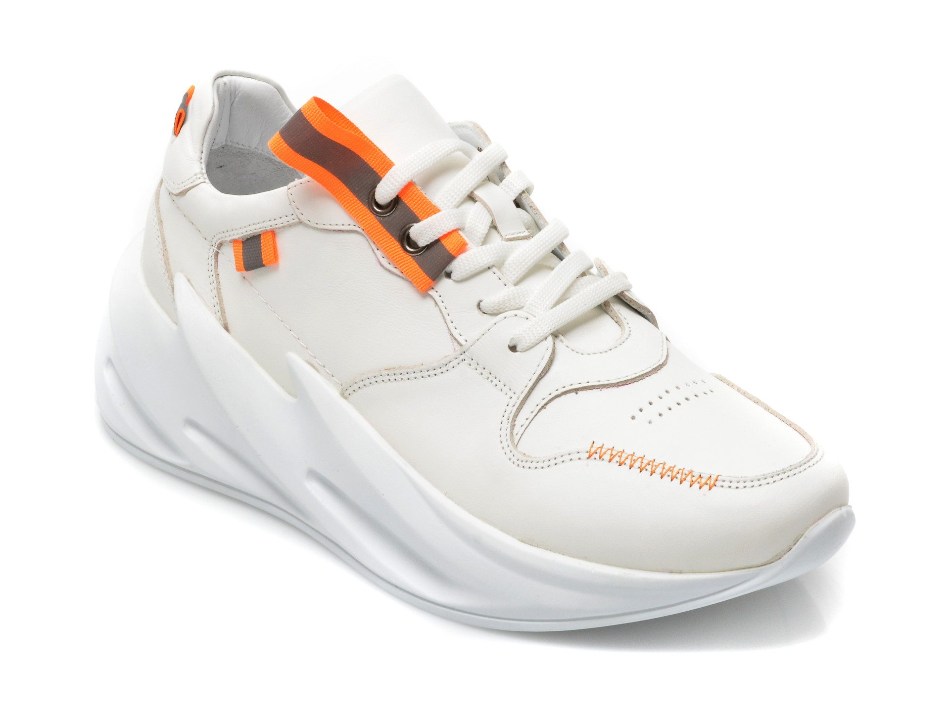 Pantofi sport GOLDDEER albi, 491, din piele naturala GOLDDEER imagine noua