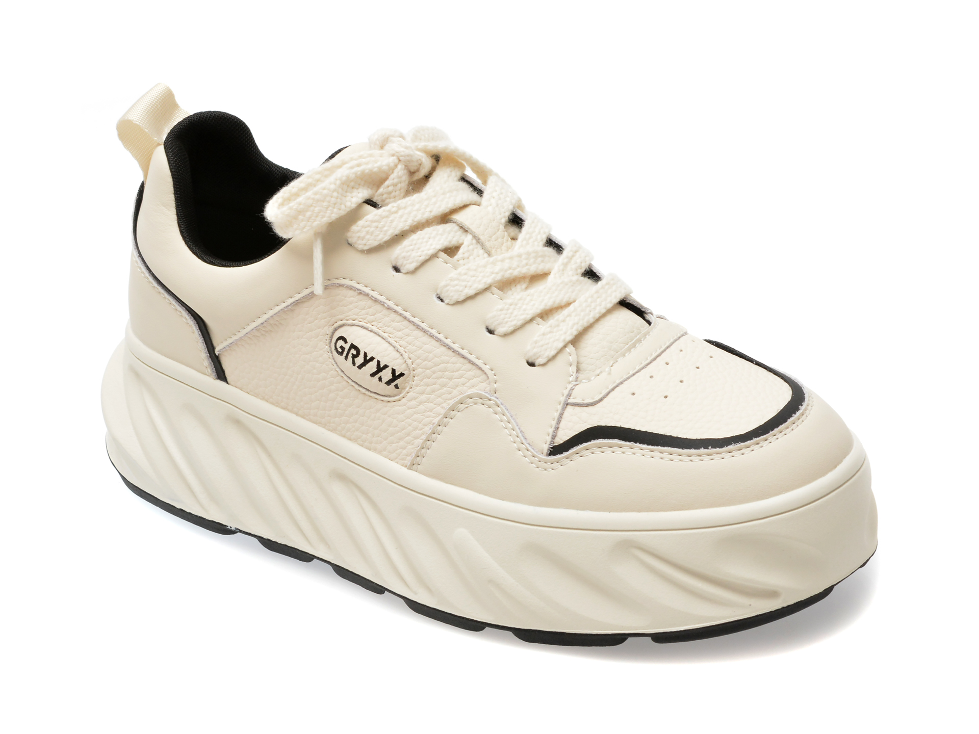 Pantofi Sport Gryxx Alb-negru, 23078, Din Piele Naturala