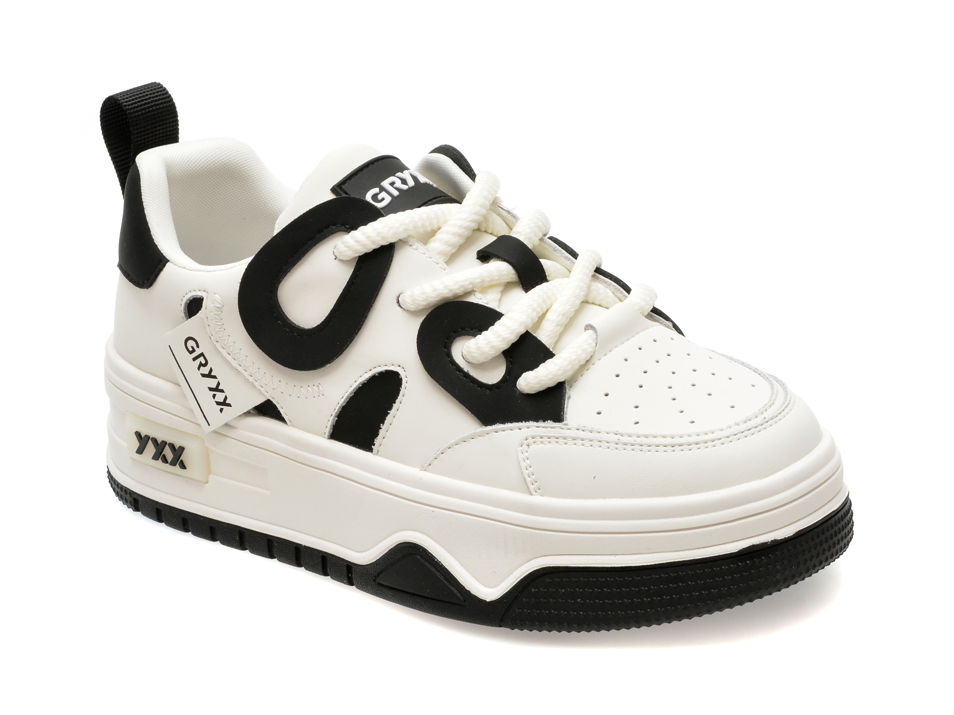Pantofi Sport Gryxx Alb-negru, 23599, Din Piele Naturala