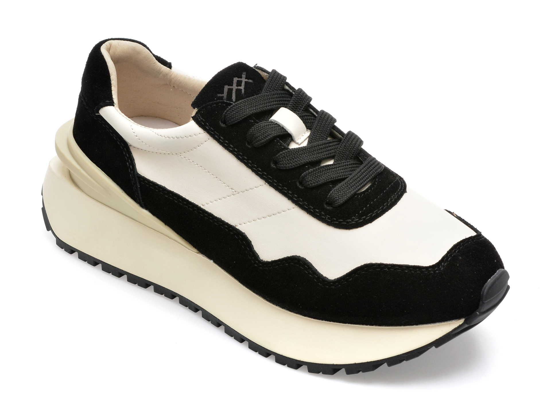 Pantofi sport GRYXX alb-negru, 80396, din piele naturala