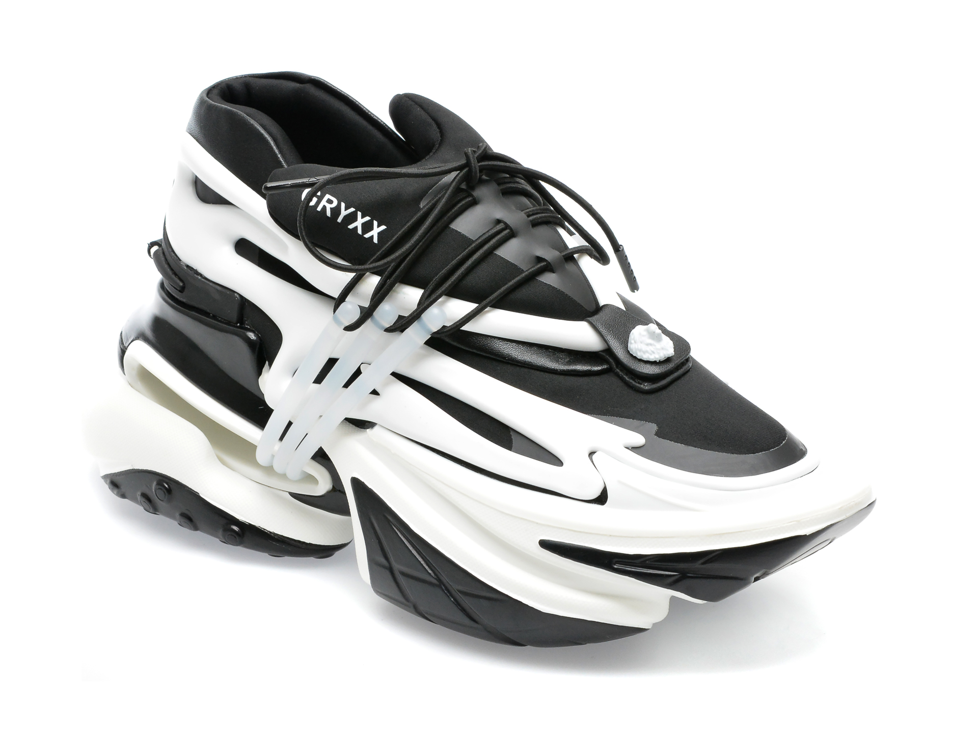 Pantofi sport GRYXX alb-negru, GD2059, din material textil si piele naturala /femei/pantofi imagine noua