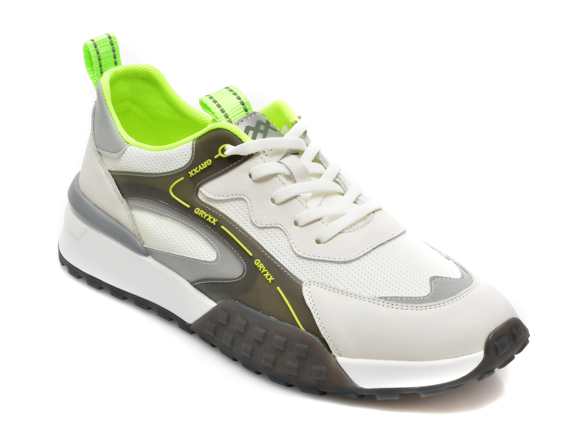 Pantofi sport GRYXX albi, 21725, din material textil si piele naturala 2023 ❤️ Pret Super Black Friday otter.ro imagine noua 2022