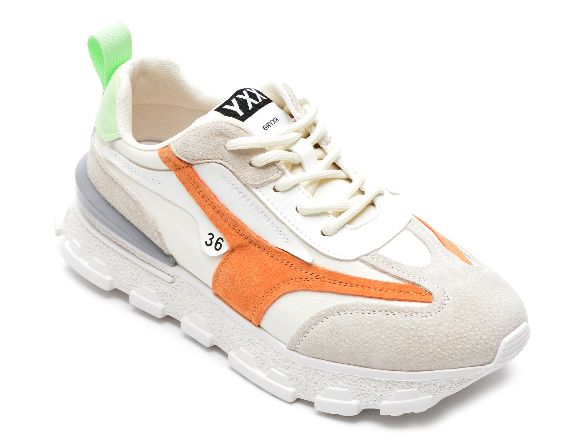 Pantofi sport GRYXX albi, 2206, din material textil si piele naturala imagine reduceri black friday 2021 /femei/pantofi