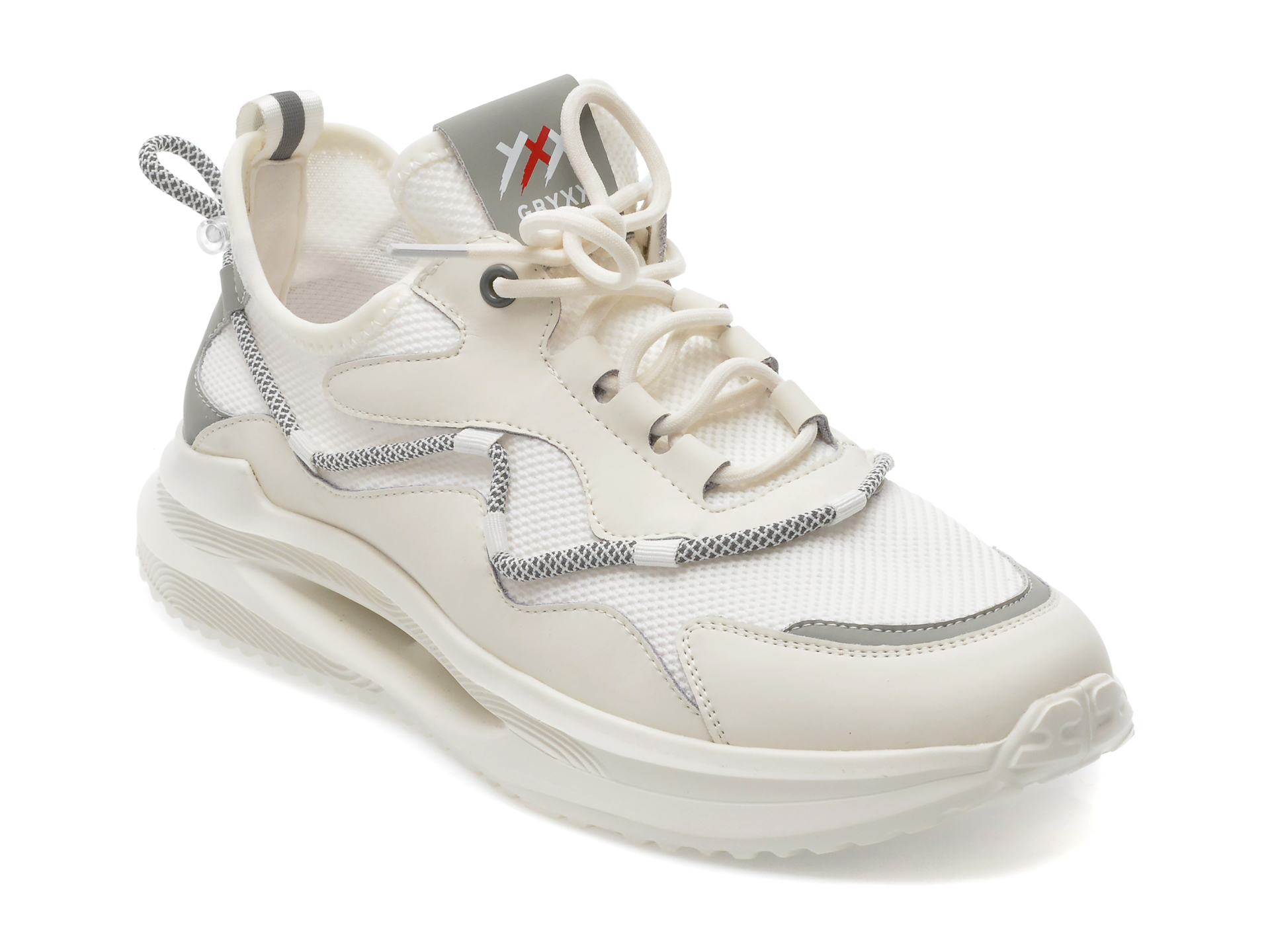 Pantofi sport GRYXX albi, 7753, din material textil si piele naturala /barbati/pantofi