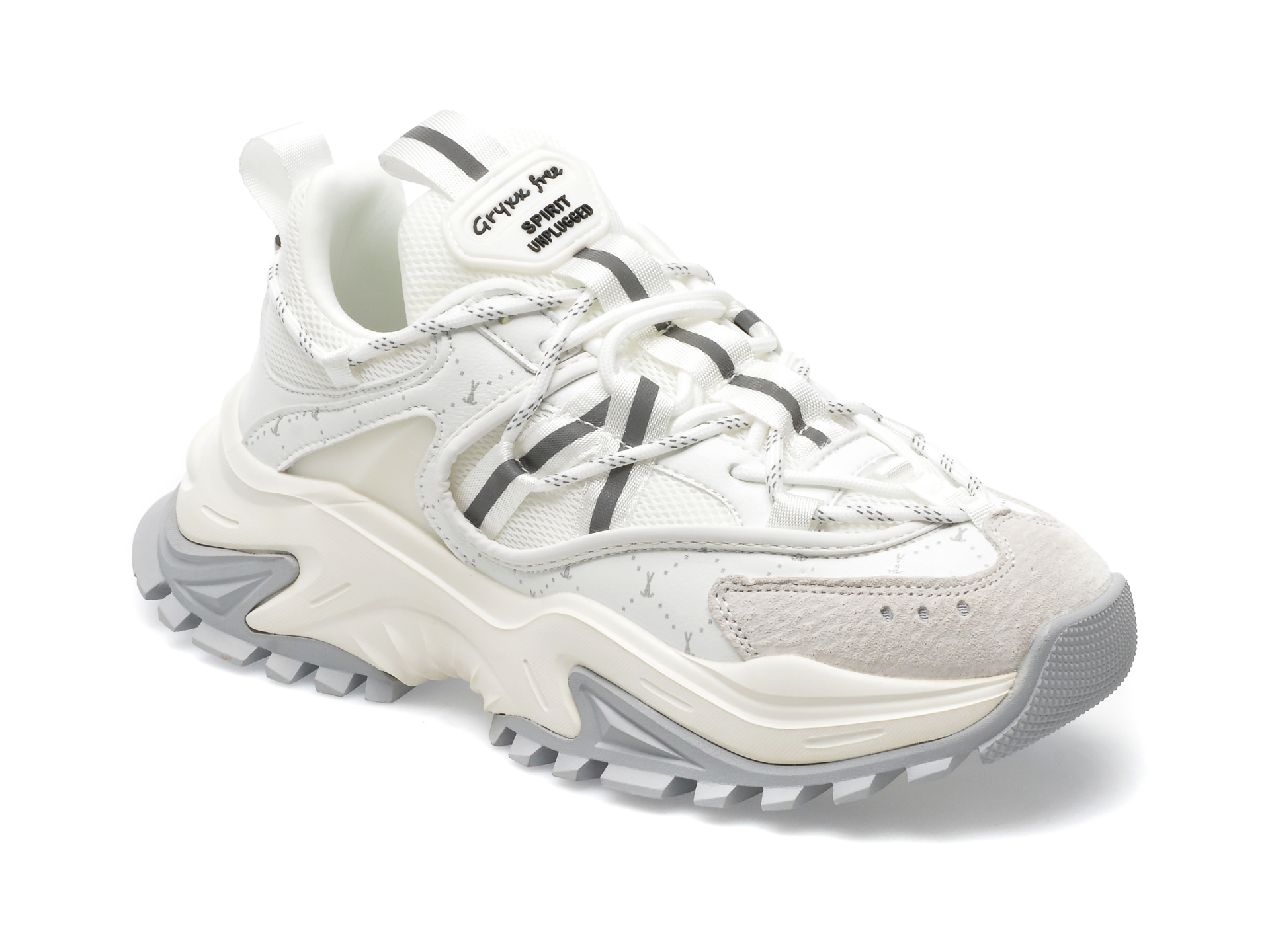 Pantofi sport GRYXX albi, 826779, din material textil si piele naturala