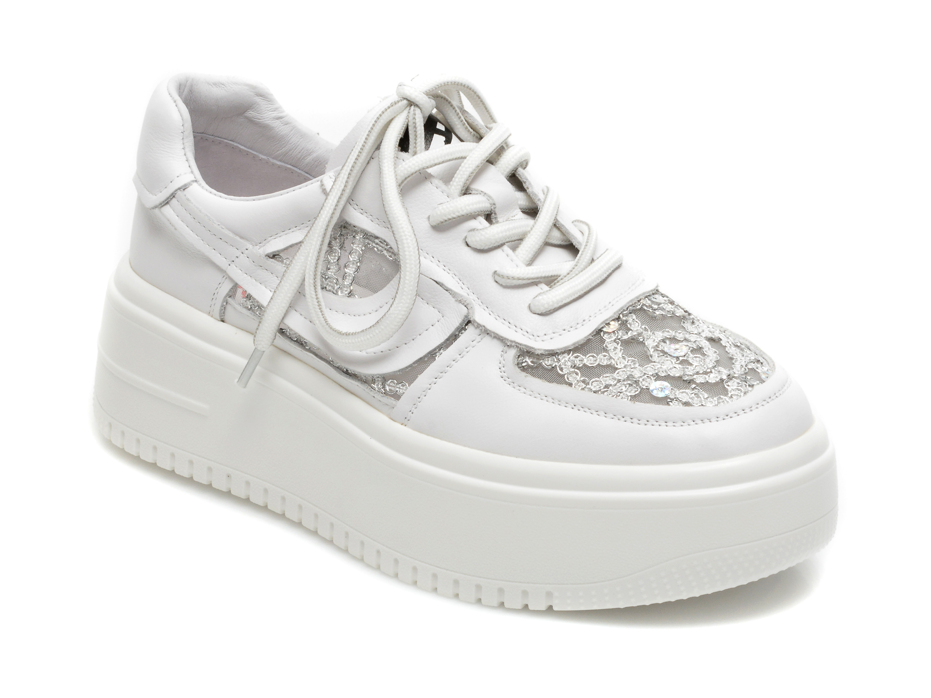 Pantofi sport GRYXX albi, B3162, din material textil si piele naturala