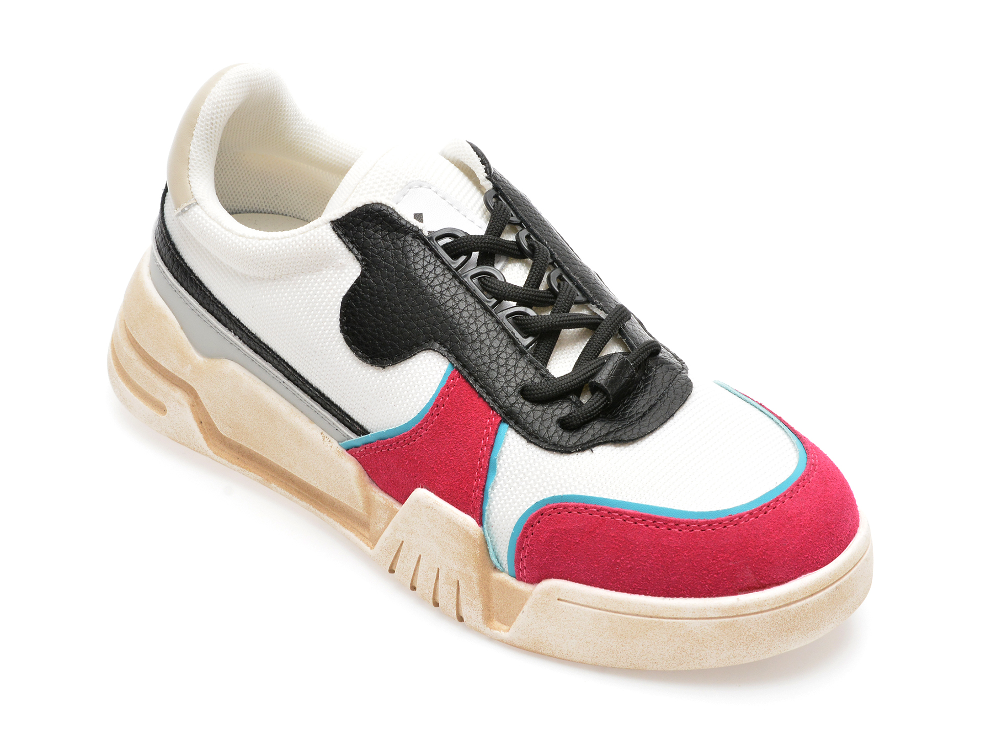 Pantofi sport GRYXX albi, GD202, din material textil si piele naturala /femei/pantofi