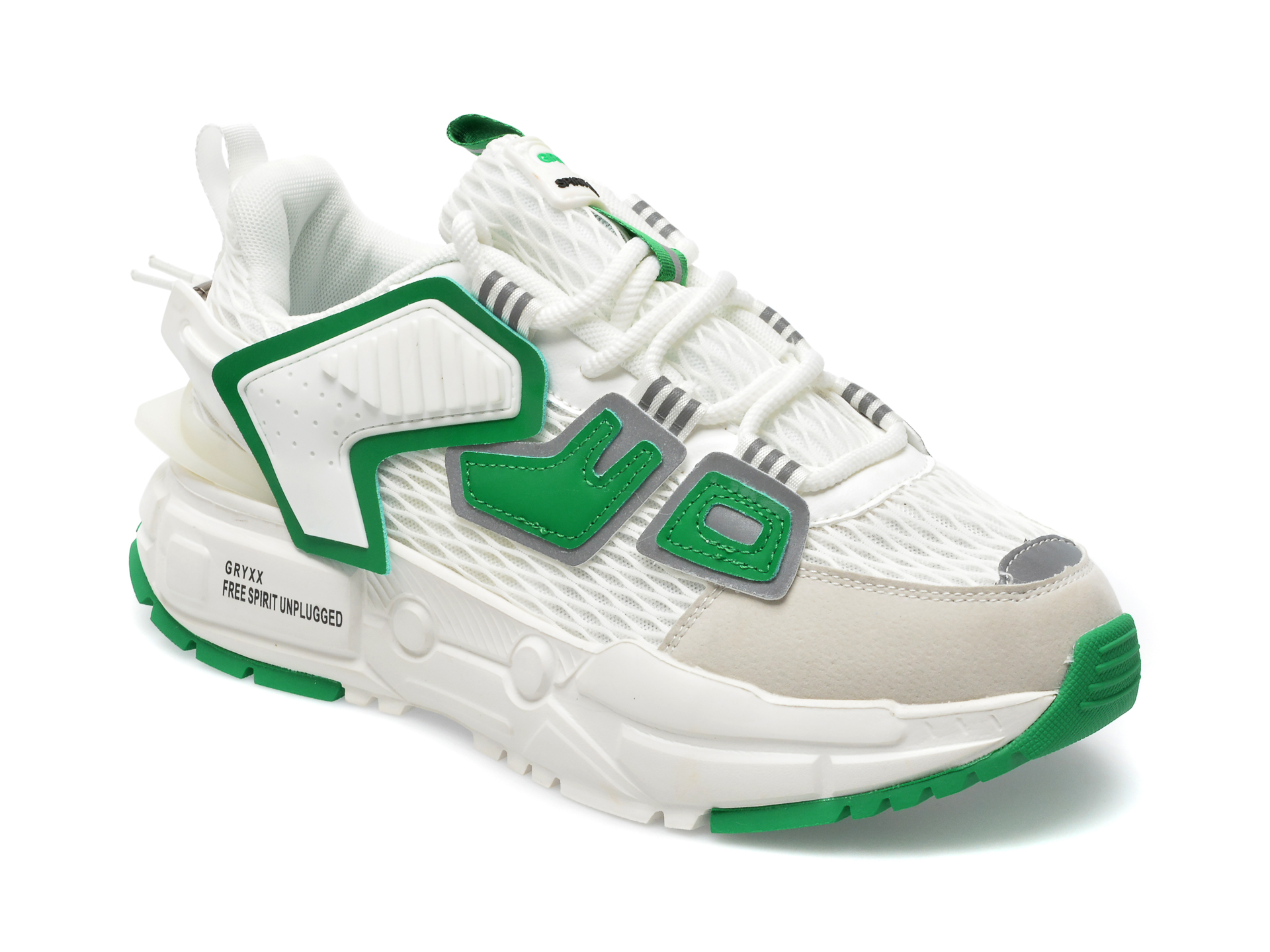 Pantofi sport GRYXX albi, HX826869, din material textil si piele ecologica /barbati/pantofi