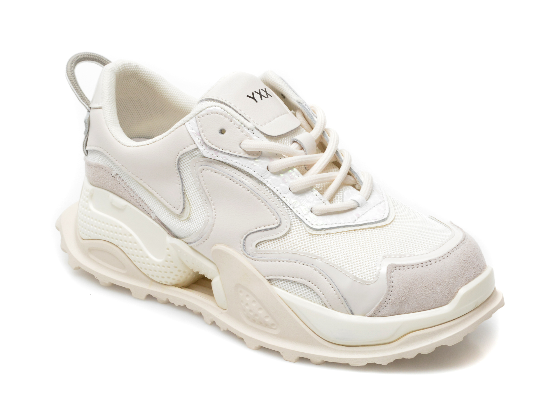 Pantofi sport GRYXX albi, K367, din piele naturala si material textil