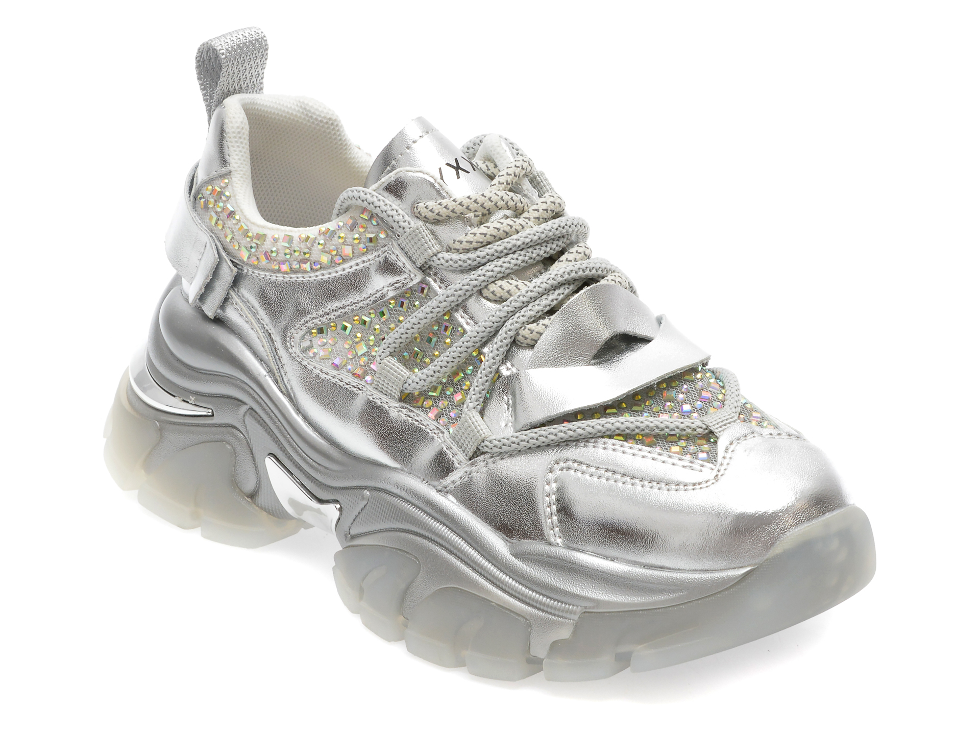 Pantofi sport GRYXX argintii, 80079, din material textil si piele naturala /femei/pantofi