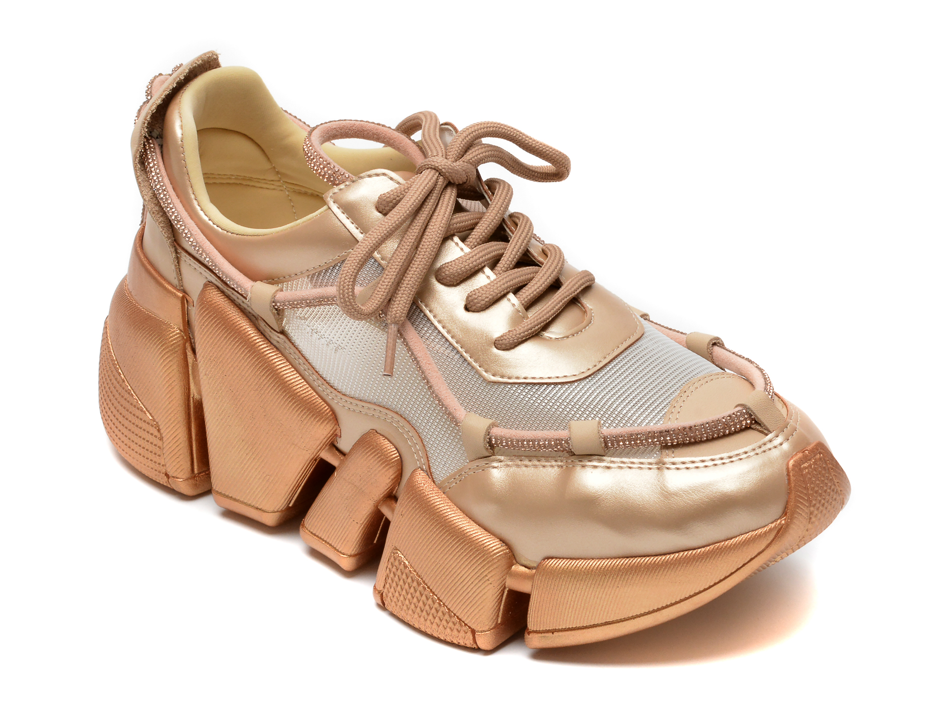 Pantofi sport GRYXX aurii, P1410, din material textil si piele naturala Gryxx