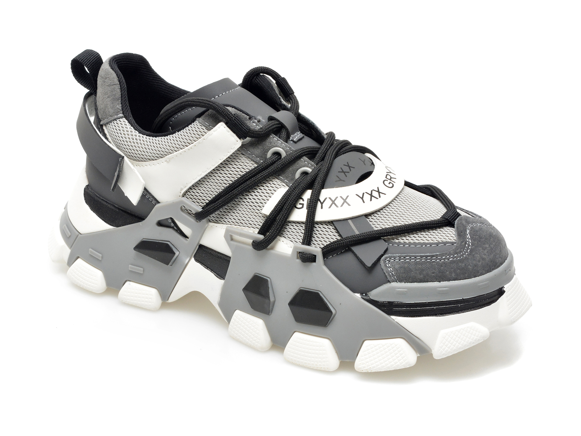 Pantofi sport GRYXX gri, Q352, din material textil si piele intoarsa Gryxx