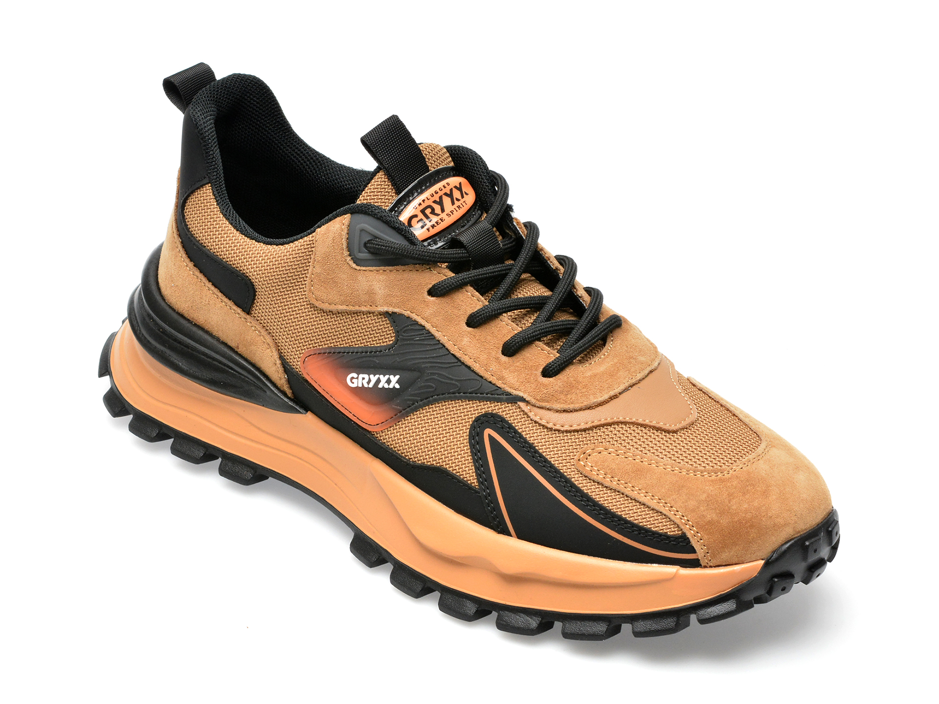 Pantofi sport GRYXX maro, 22010, din piele naturala si material textil BARBATI 2023-09-28