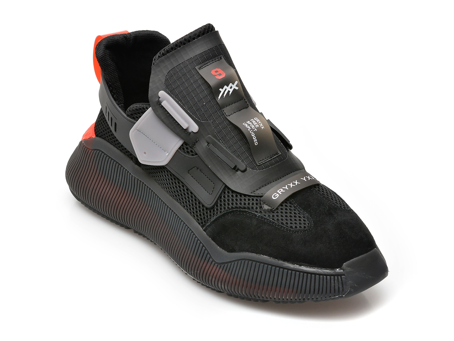 Pantofi Sport Gryxx Negri, 1995, Din Material Textil Si Piele Naturala