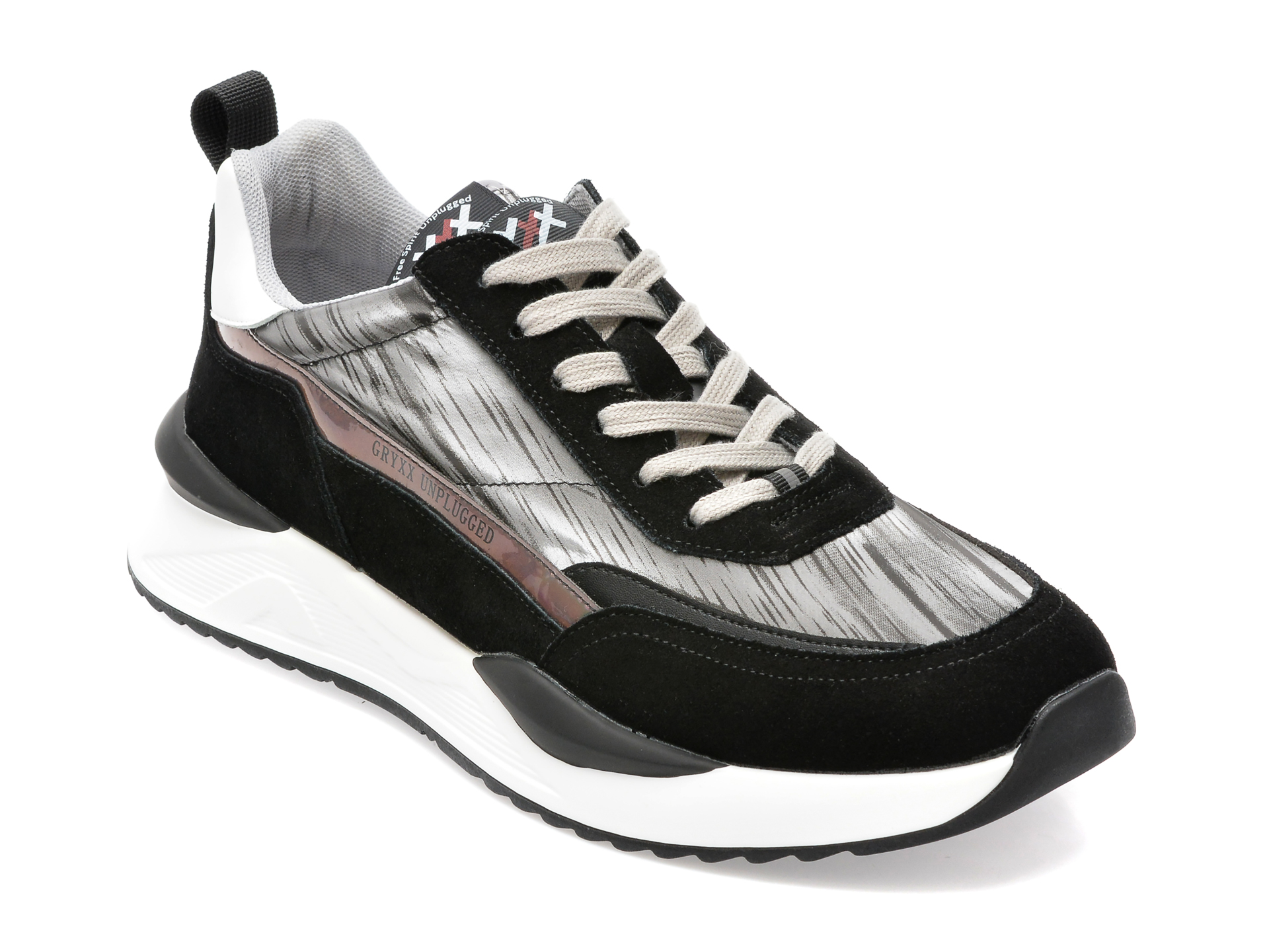 Pantofi sport GRYXX negri, 203, din material textil si piele ecologica