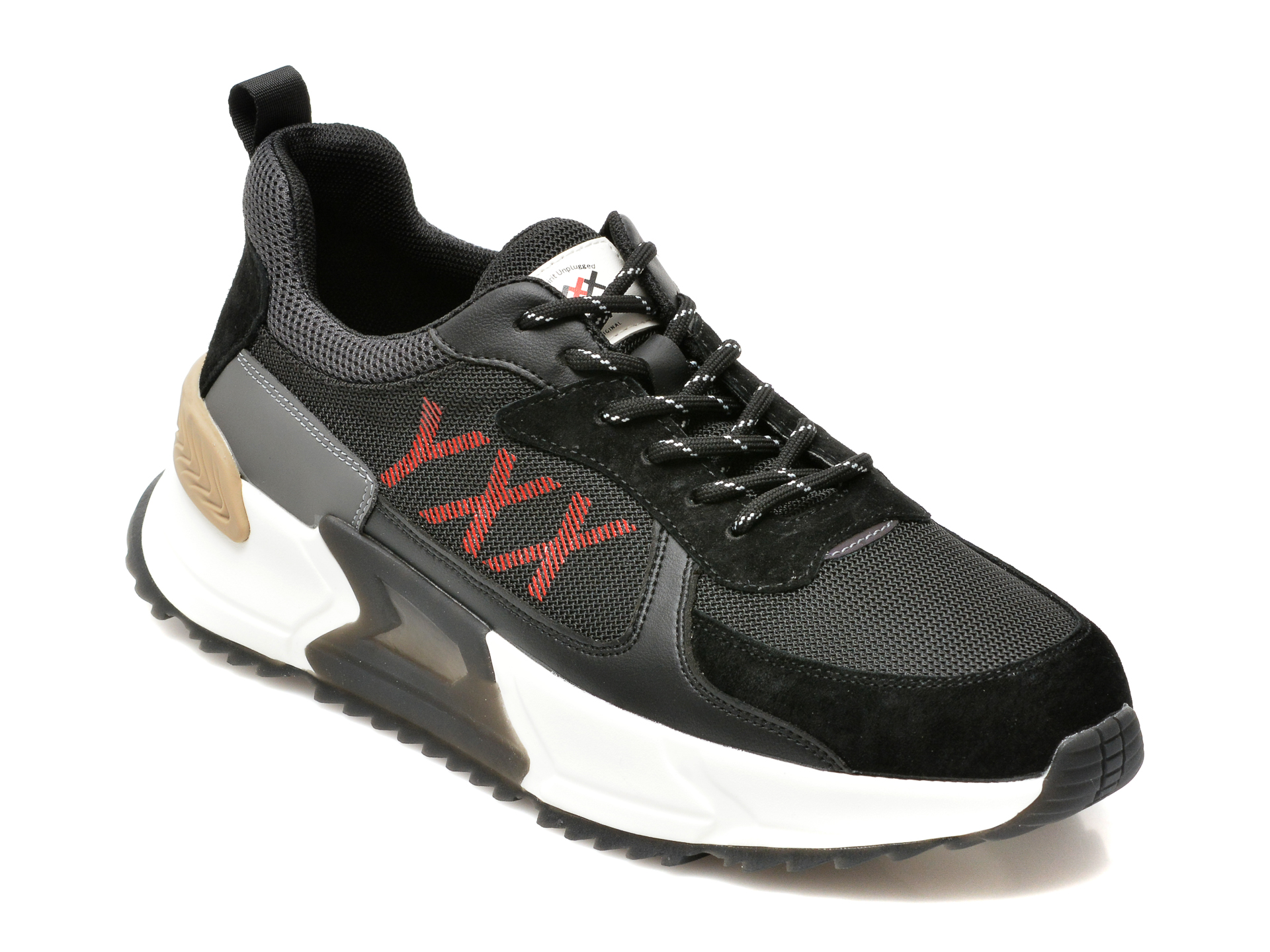 Pantofi sport GRYXX negri, 21C36, din material textil si piele naturala
