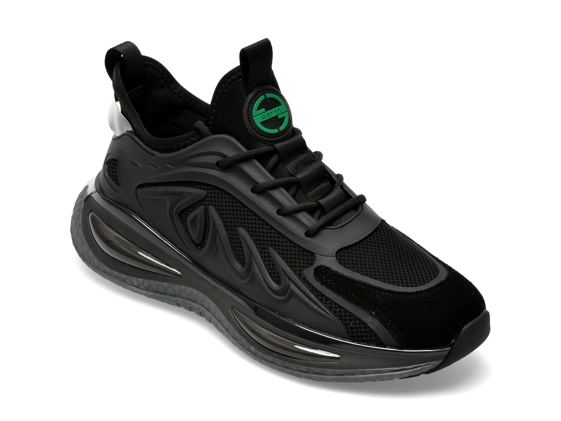 Pantofi sport GRYXX negri, 22012, din material textil si pvc /barbati/pantofi imagine noua