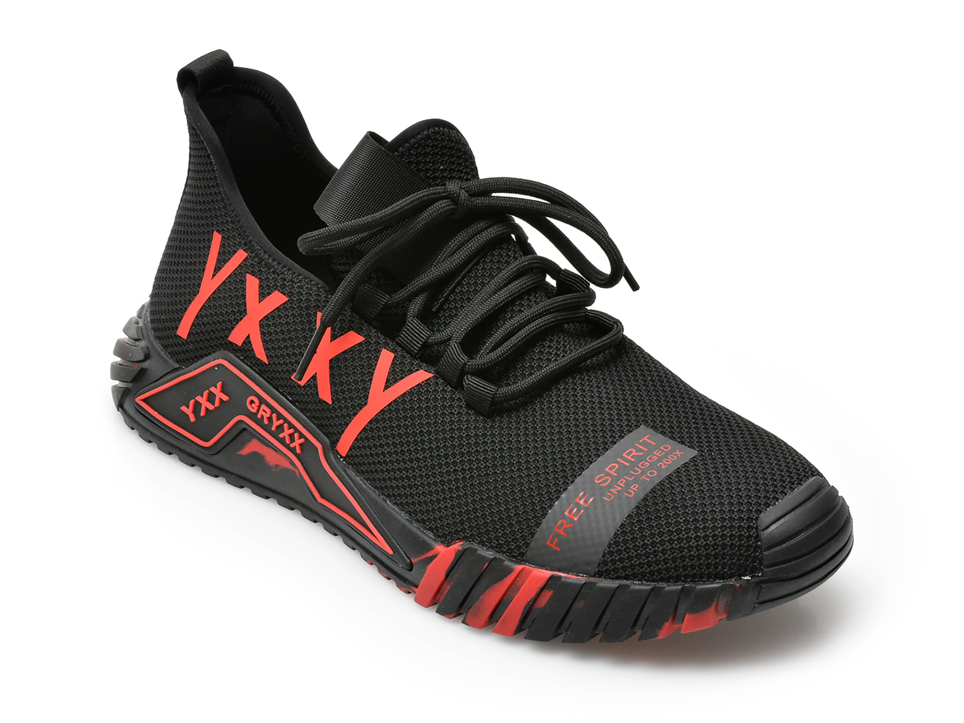 Pantofi sport GRYXX negri, 80398, din material textil si piele naturala Gryxx