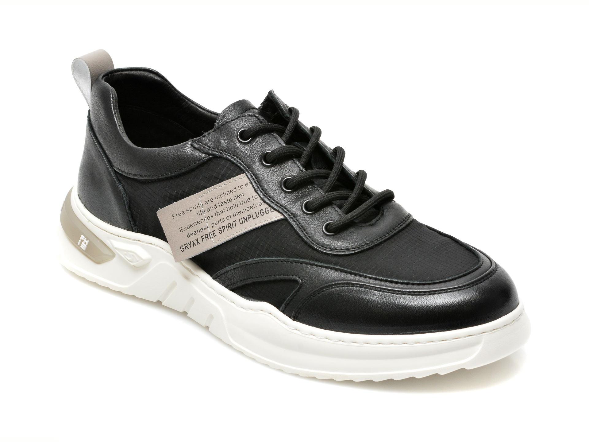 Pantofi sport GRYXX negri, 80398, din material textil si piele naturala