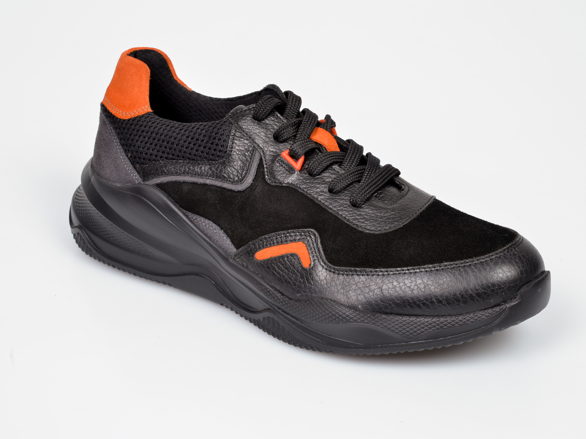 Pantofi sport GRYXX negri, 9104, din material textil si piele naturala