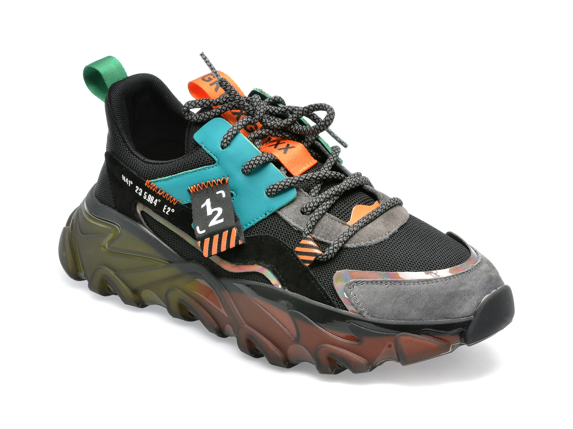 Pantofi sport GRYXX negri, D17589, din material textil si piele naturala /barbati/pantofi imagine noua