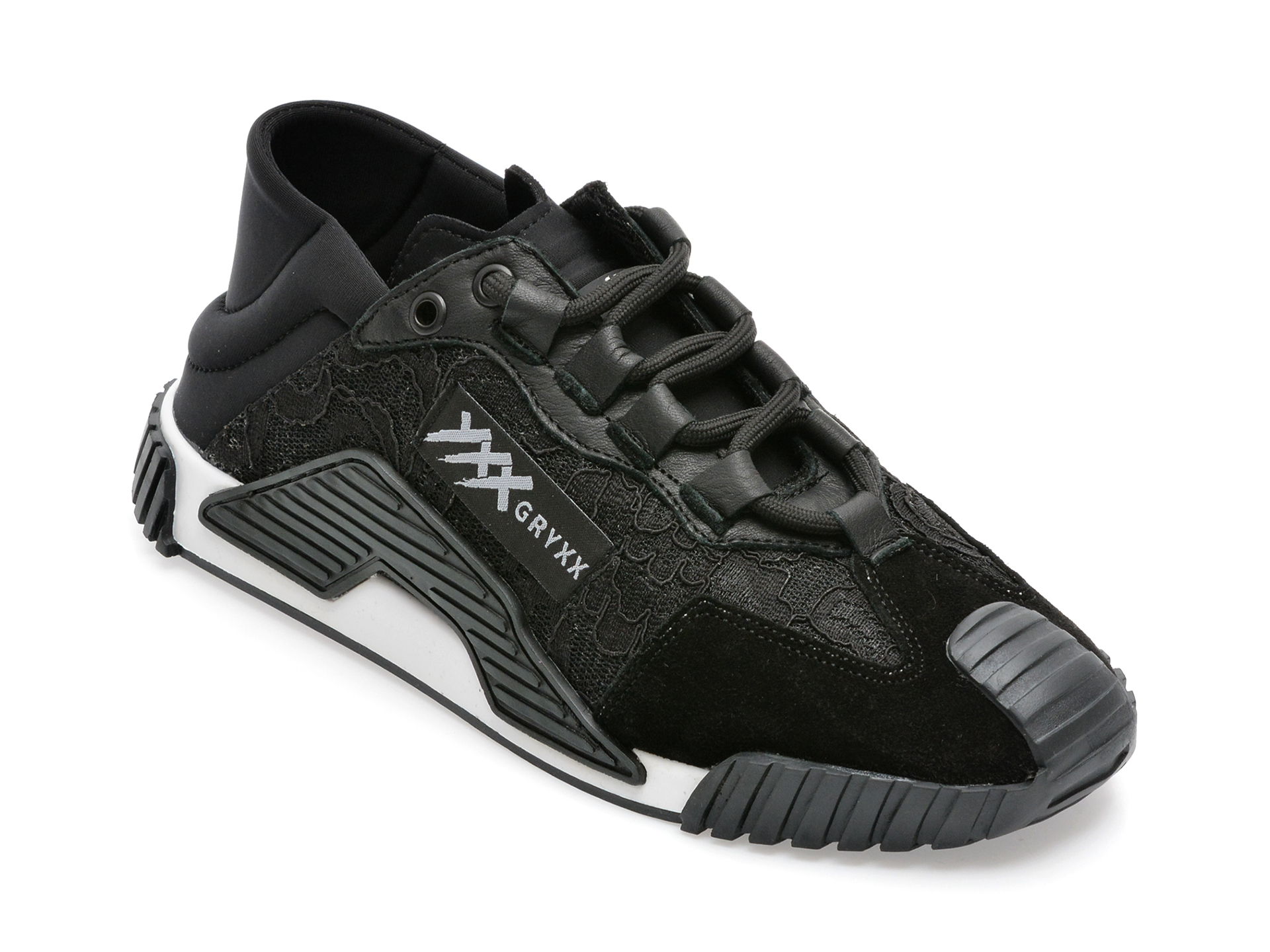 Pantofi sport GRYXX negri, MK1191, din material textil si piele ecologica /femei/pantofi imagine noua