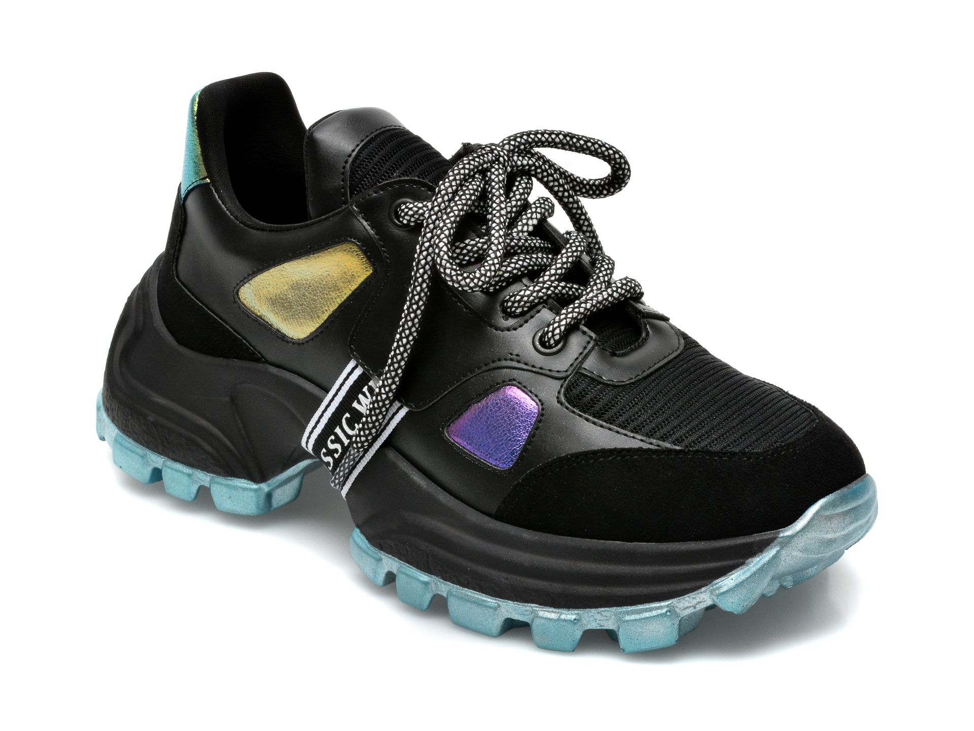 Pantofi sport GRYXX negri, MO12411, din material textil si piele ecologica