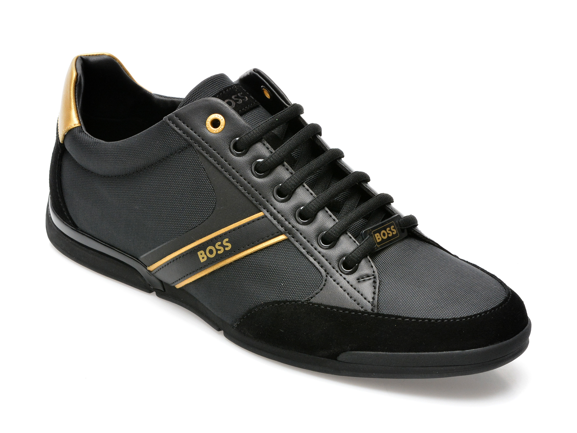 Pantofi sport HUGO BOSS negri, 1235, din material textil si piele naturala /barbati/pantofi imagine noua