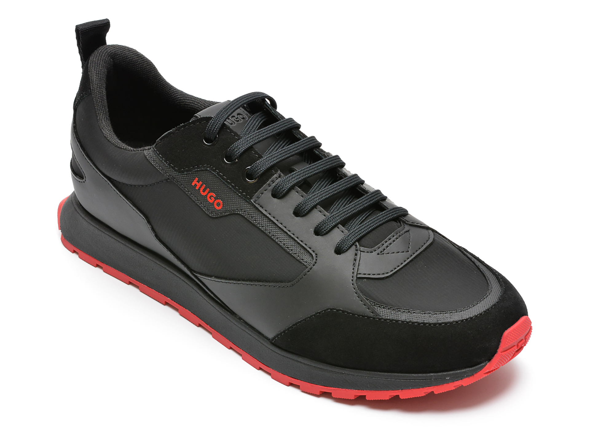 Pantofi sport HUGO BOSS negri, 1304, din material textil si piele ecologica 2023 ❤️ Pret Super Black Friday otter.ro imagine noua 2022