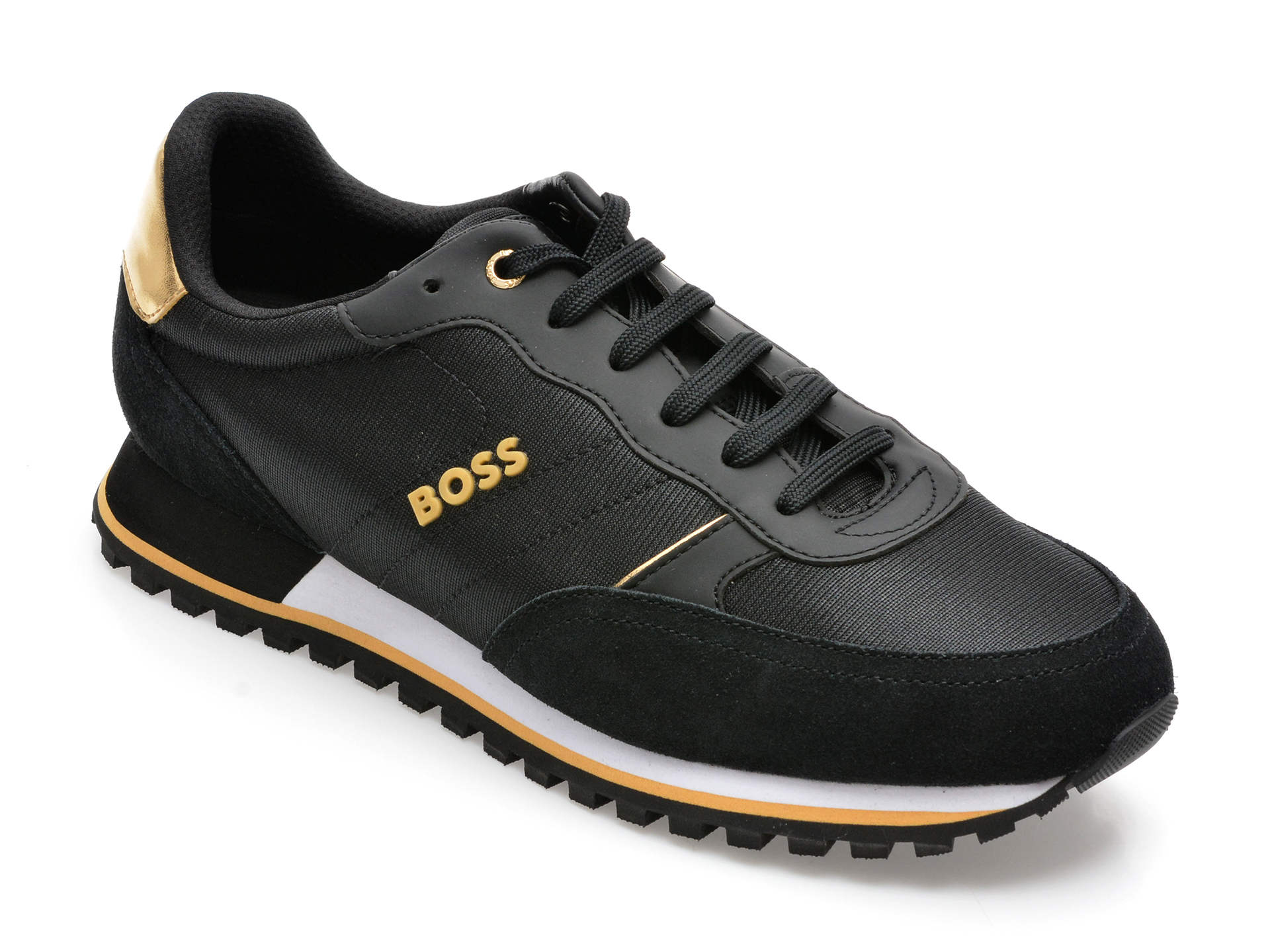 Pantofi sport HUGO BOSS negri, 152, din materia textil si piele naturala
