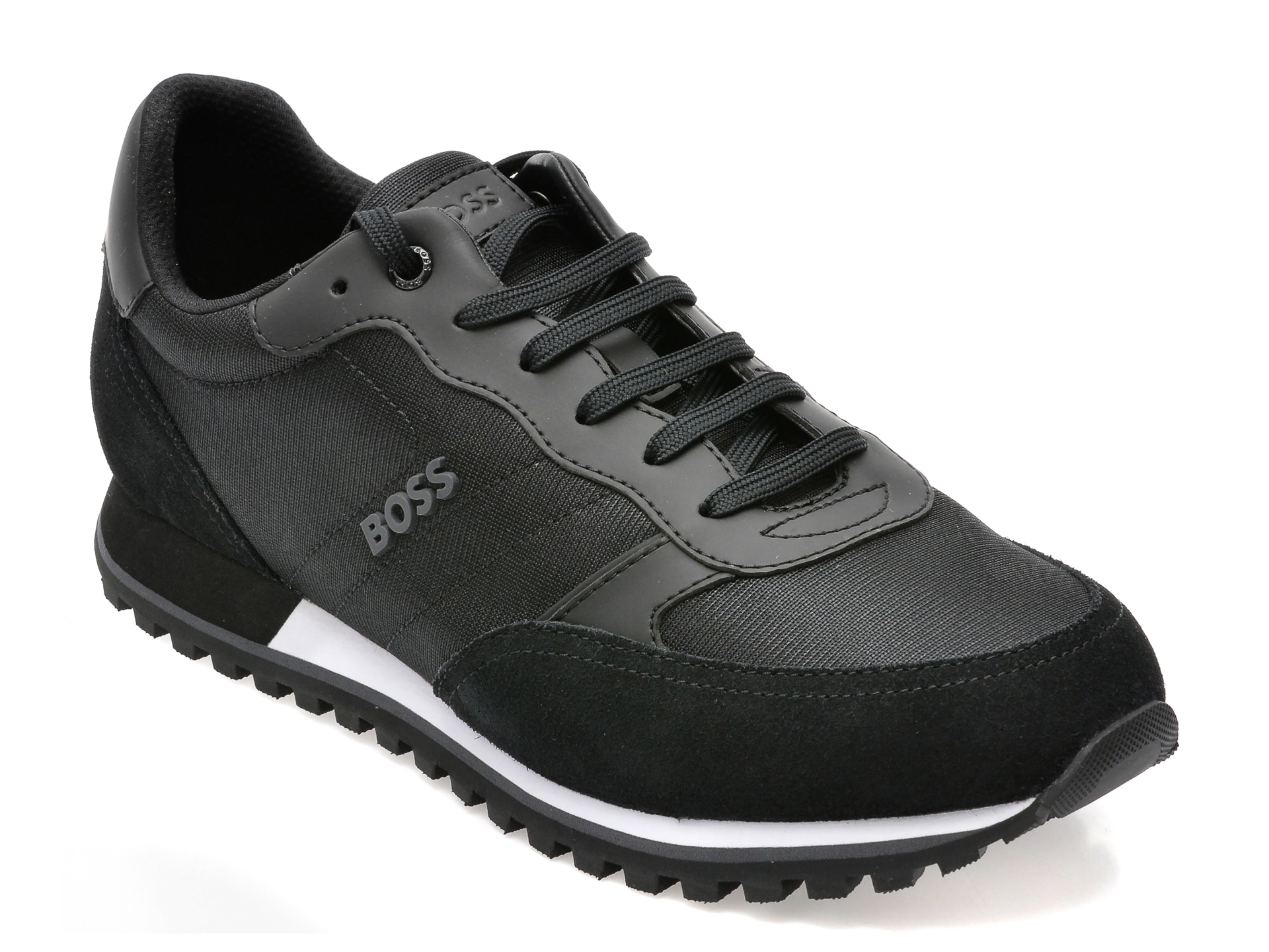 Pantofi sport HUGO BOSS negri, 152, din material textil si piele naturala HUGO BOSS HUGO BOSS