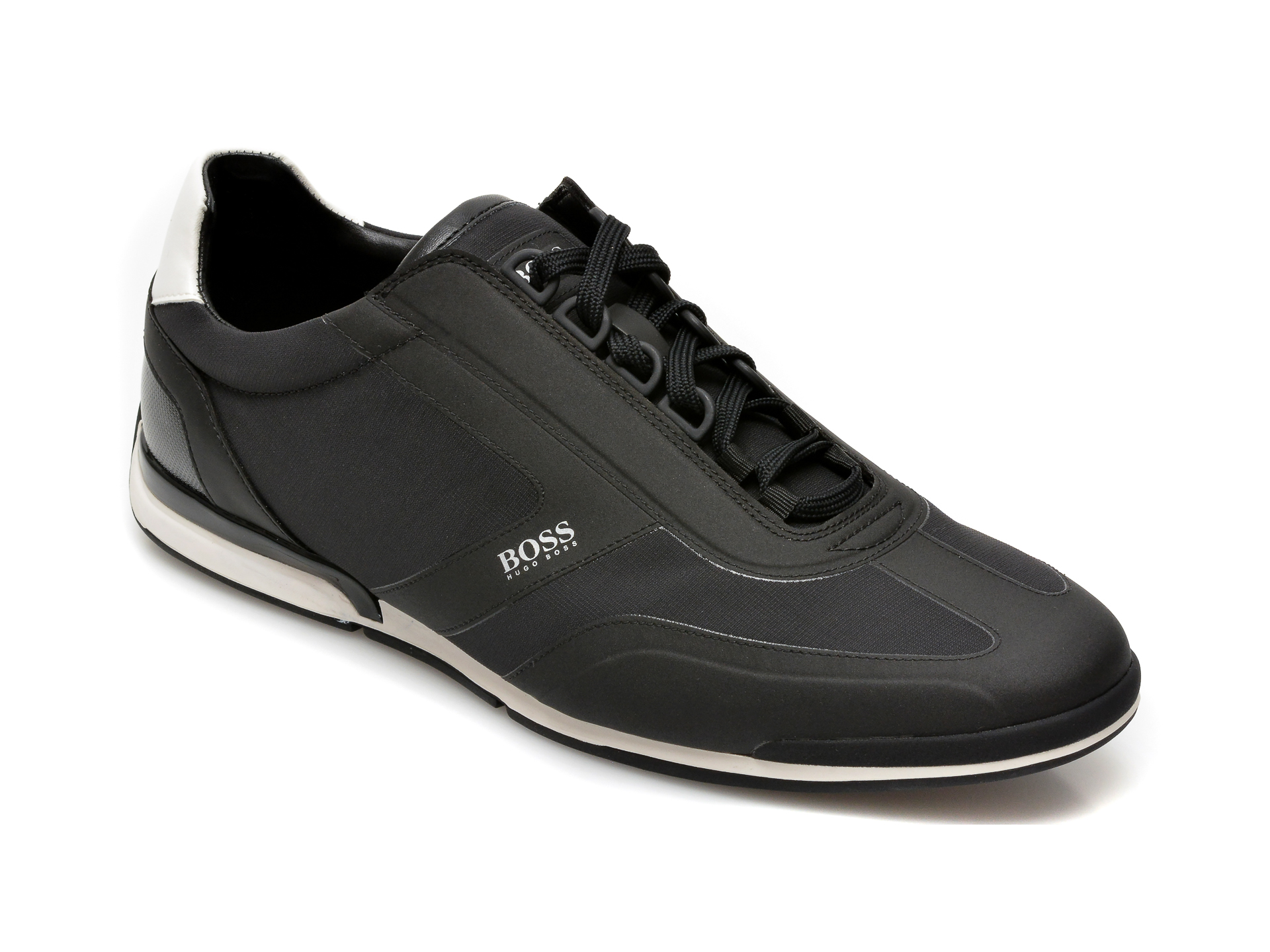 Pantofi sport HUGO BOSS negri, 2024, din material textil si piele ecologica Hugo Boss