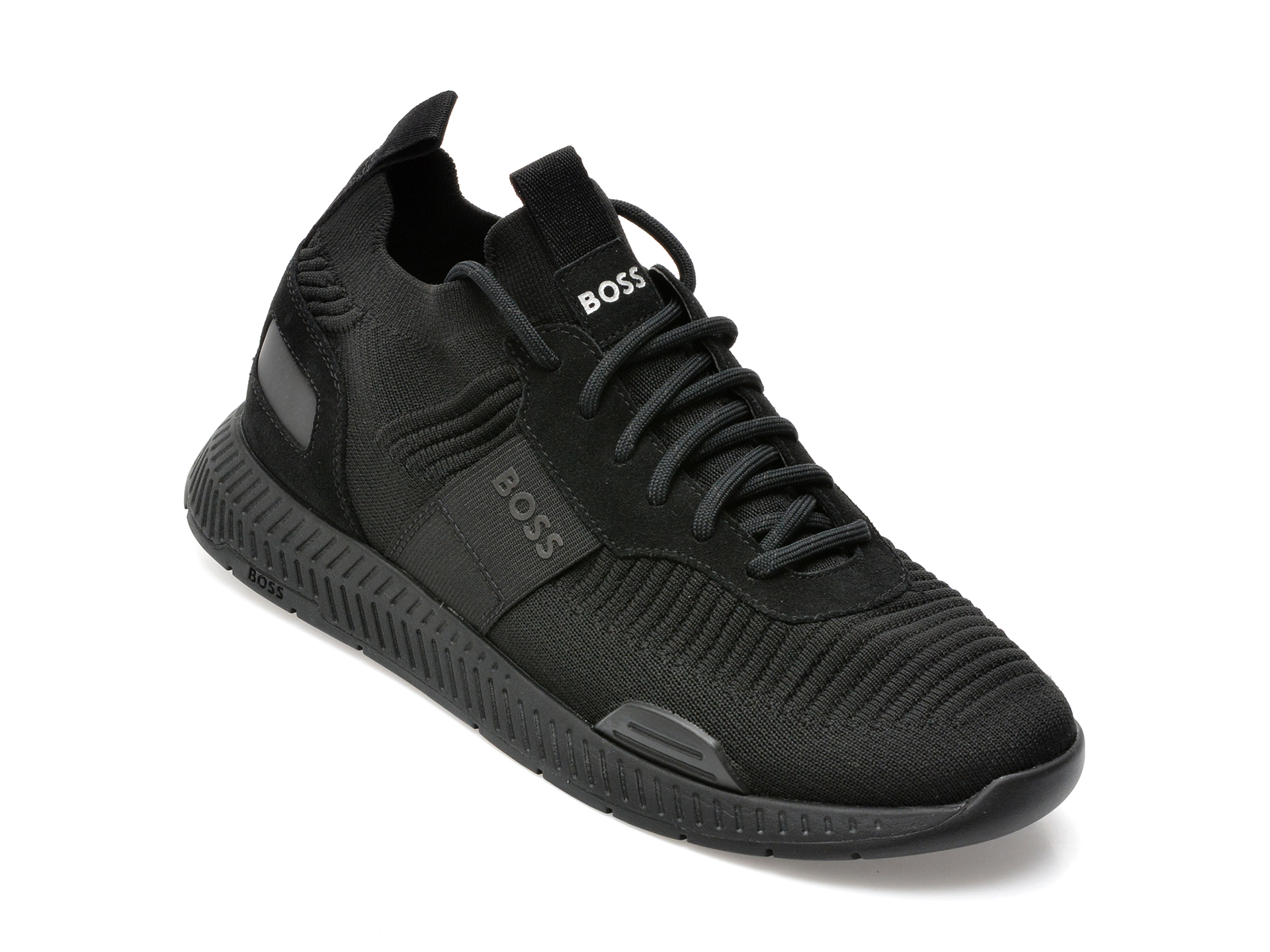 Pantofi sport HUGO BOSS negri, 596, din material textil si piele naturala /barbati/pantofi /barbati/pantofi
