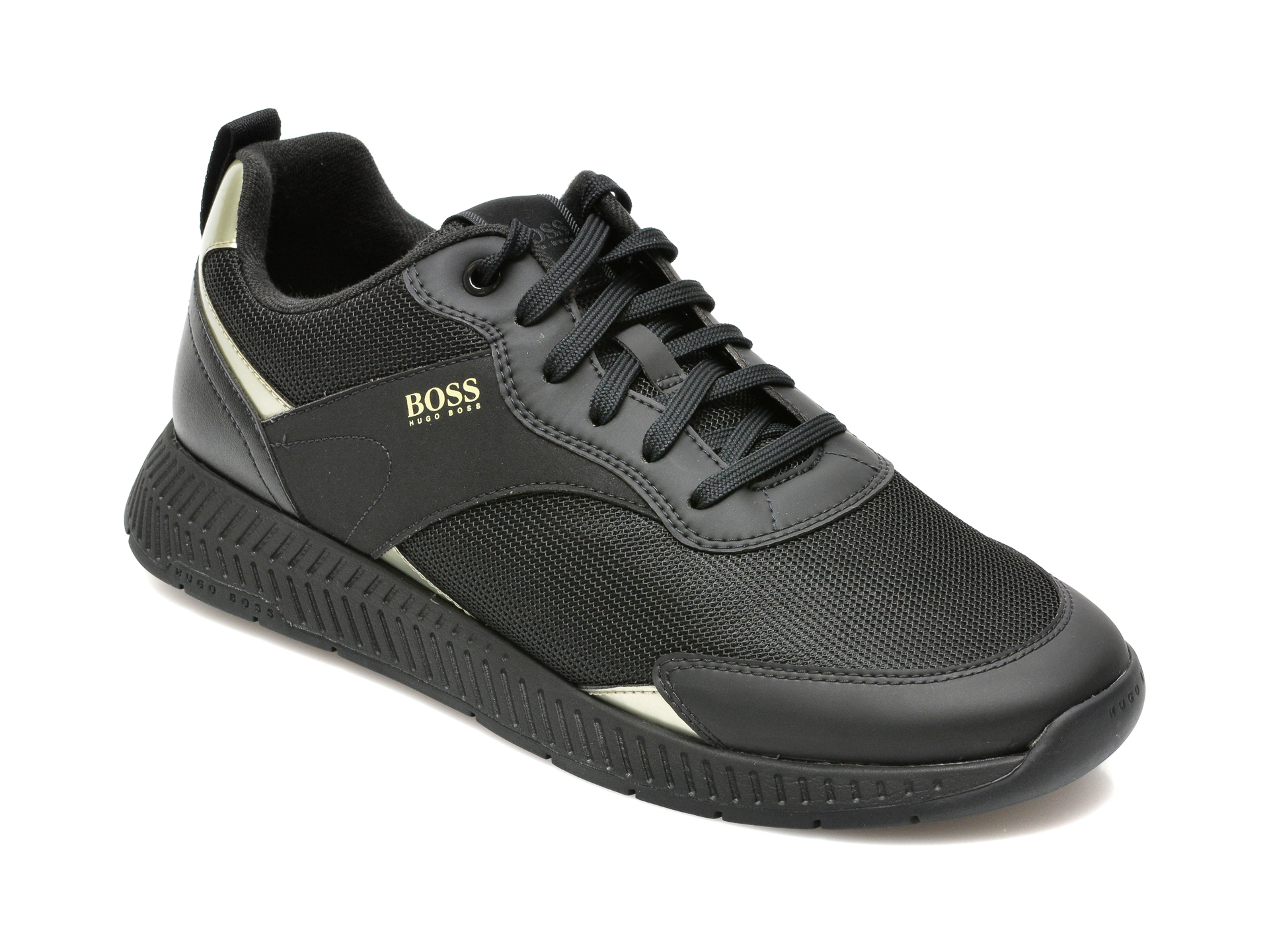 Pantofi sport HUGO BOSS negri, 9904, din material textil si piele ecologica Hugo Boss