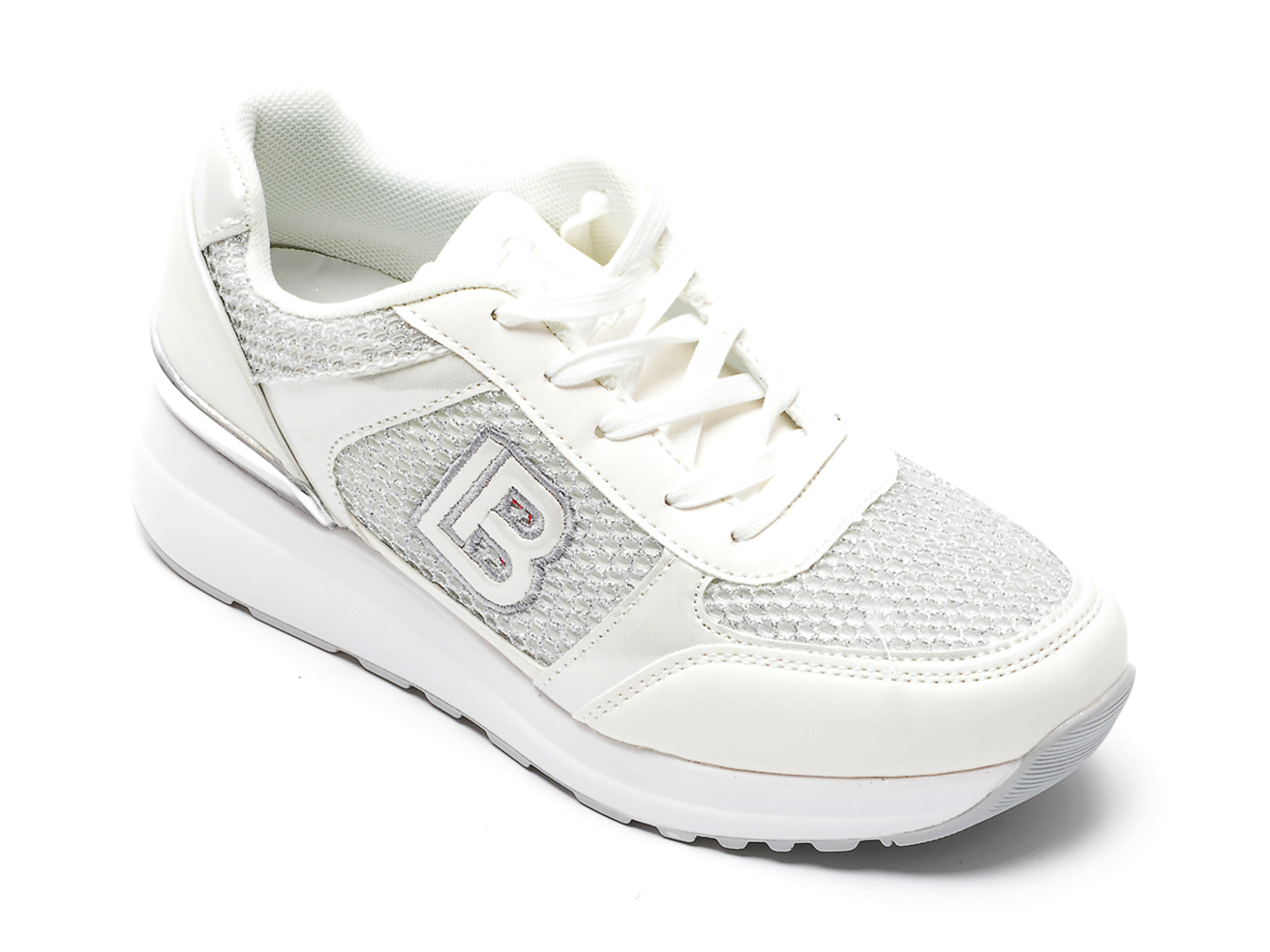 Pantofi sport LAURA BIAGIOTTI albi, 7511, din material textil si piele ecologica /femei/pantofi