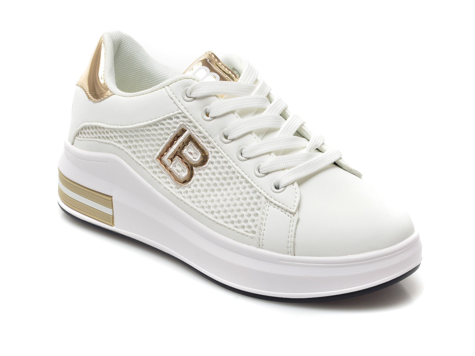 Pantofi sport LAURA BIAGIOTTI albi, 7512, din piele ecologica Laura Biagiotti imagine noua